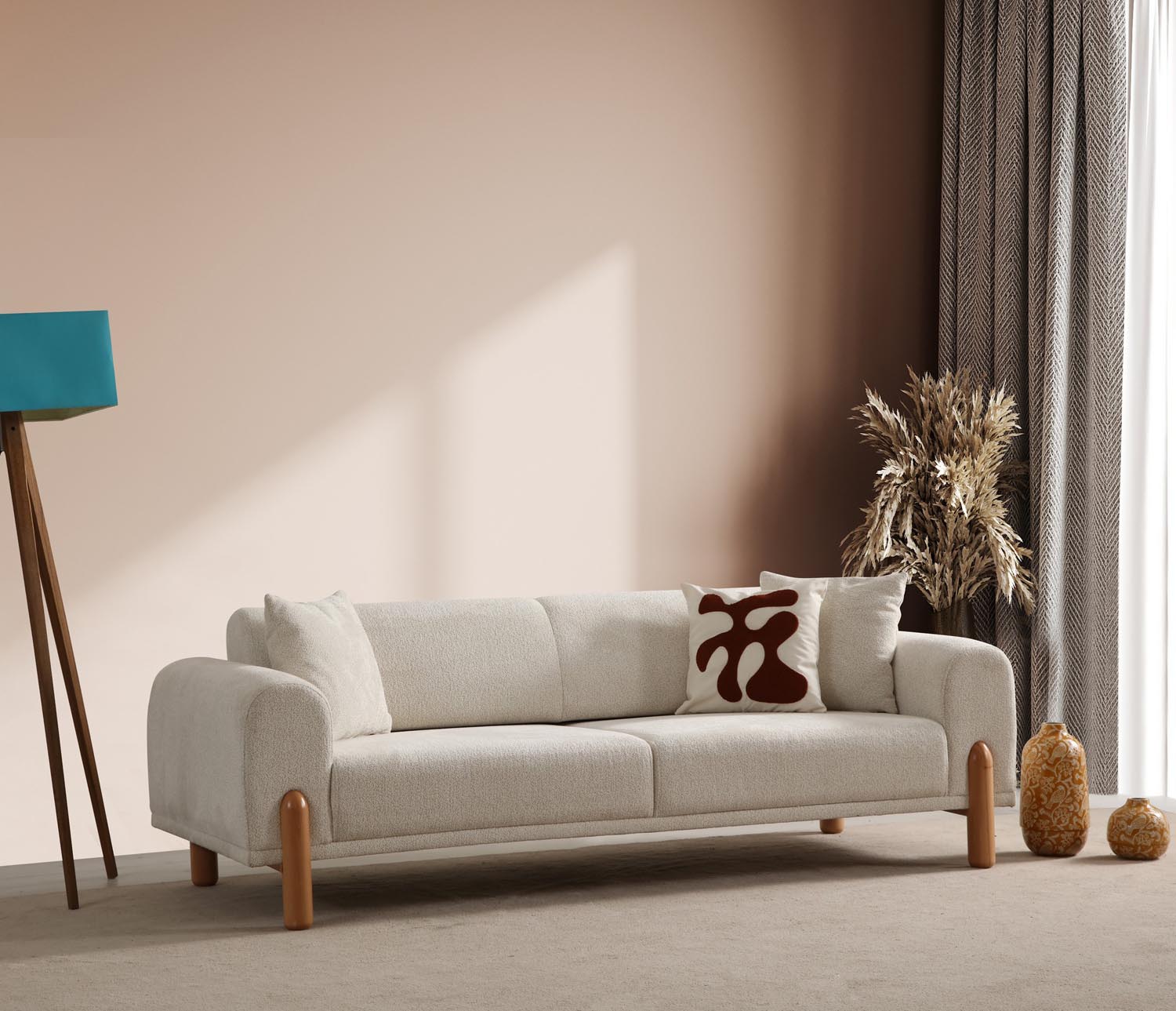 Lyke 3 Seater - Cream in Sahne präsentiert im Onlineshop von KAQTU Design AG. Bettsofa ist von Atelier Del Sofa