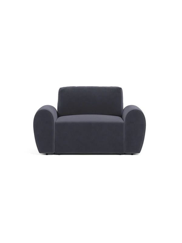Petrolblaues 1-Sitzer Sofa Mono P mit Gestell aus Buchenholz und Spanplatte, Kunststoffbeinen und gepolsterter Sitzfläche aus Schaumstoff.