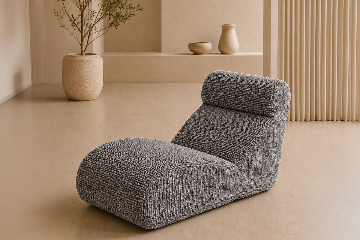 Dunkelgraues Tagesbett Happy Relax von Hanah Home aus 100% 28 DNS Schaumstoff, ohne Gestell, rechteckige Form, Masse 82x145x75 cm.