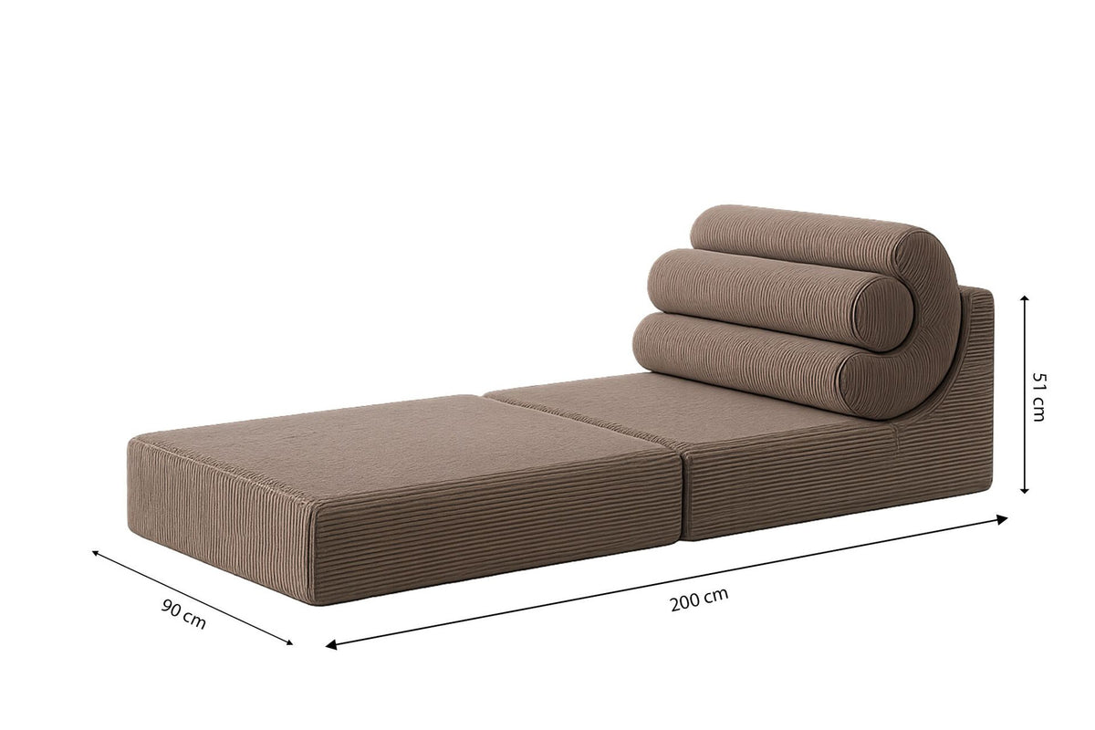 Rauchgraues 1-Sitzer Schlafsofa ohne Gestell aus 100% 28 DNS Schaumstoff, kompakte Sitzform, die sich zu einem Bett ausklappen lässt.