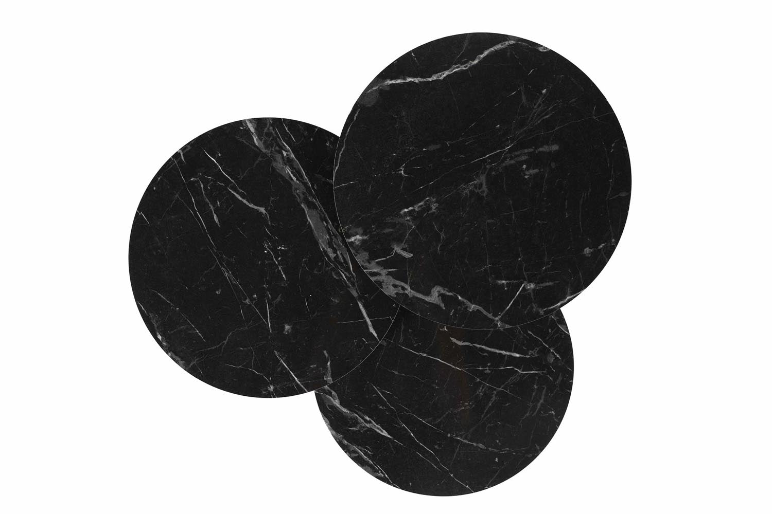 Siyah Mermer Desenli 3'Lü Tel Ayaklı Yuvarlak Zigon Sehpa in Grau Schwarz präsentiert im Onlineshop von KAQTU Design AG. Beistelltisch ist von Hanah Home