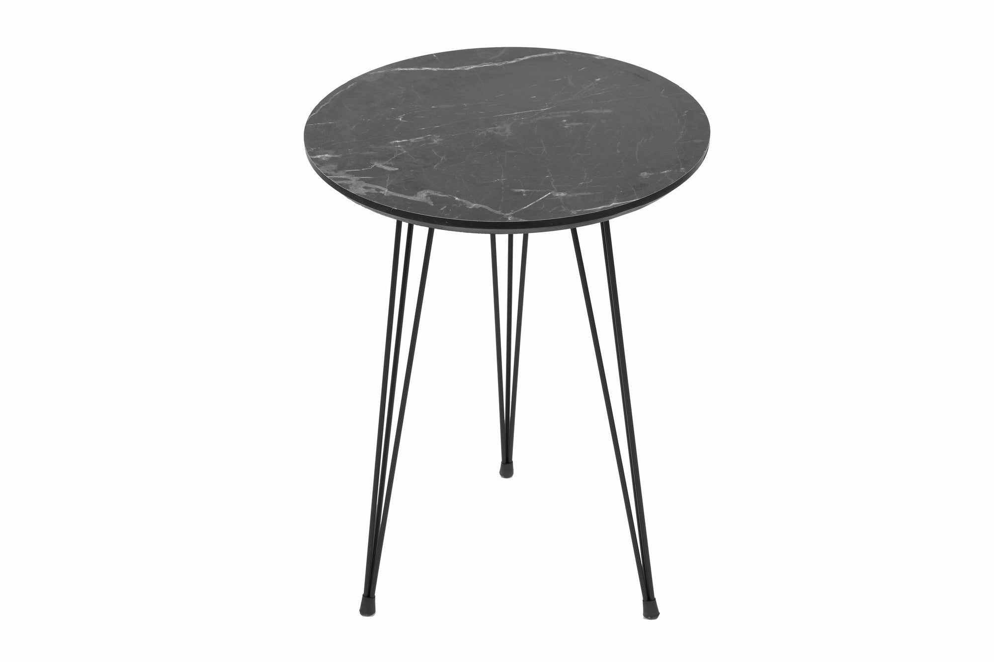 Siyah Mermer Desenli 3'Lü Tel Ayaklı Yuvarlak Zigon Sehpa in Grau Schwarz präsentiert im Onlineshop von KAQTU Design AG. Beistelltisch ist von Hanah Home