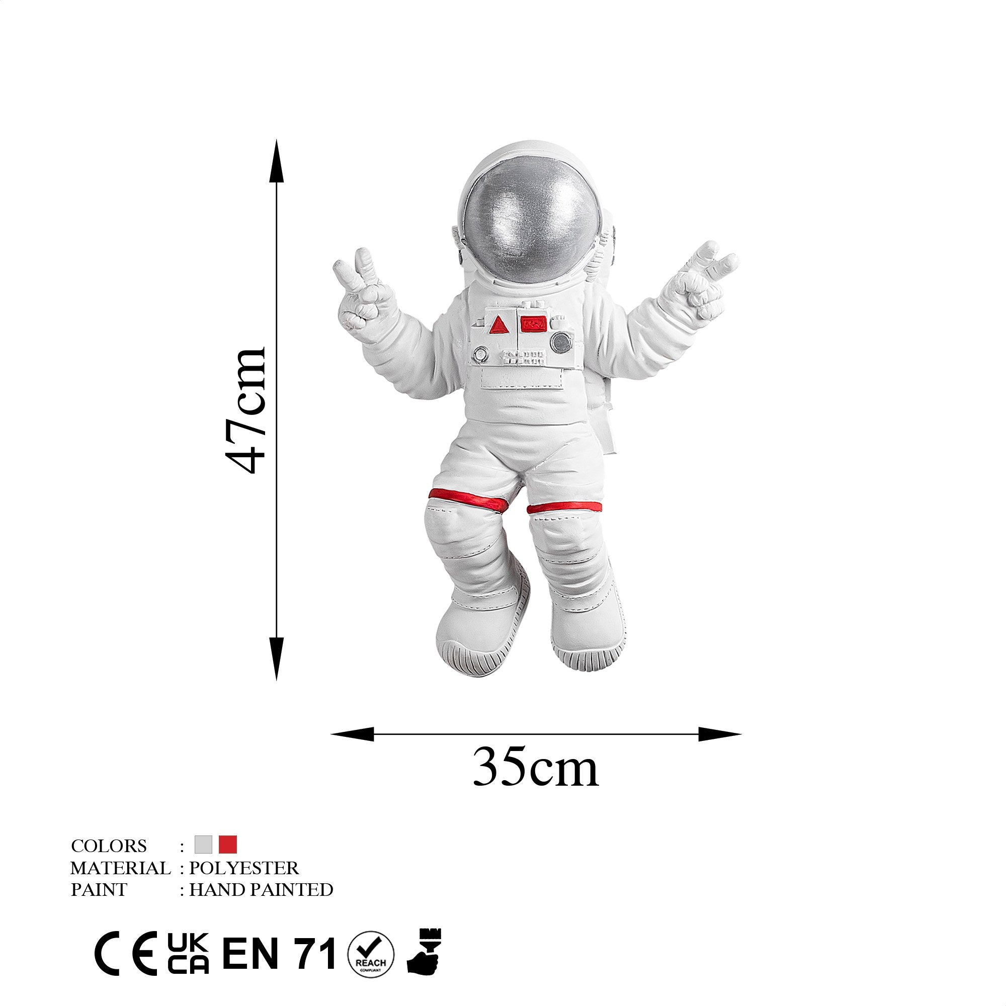 Peace Sign Astronaut - 2 in Weiss
 Grau präsentiert im Onlineshop von KAQTU Design AG. Wanddeko ist von Wallity
