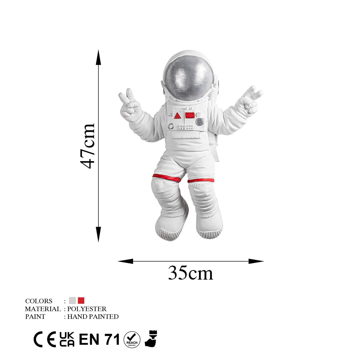 Peace Sign Astronaut Wanddeko - Weiss
 Grau in Weiss / Grau präsentiert im Onlineshop von KAQTU Design AG. Wanddeko ist von Wallity