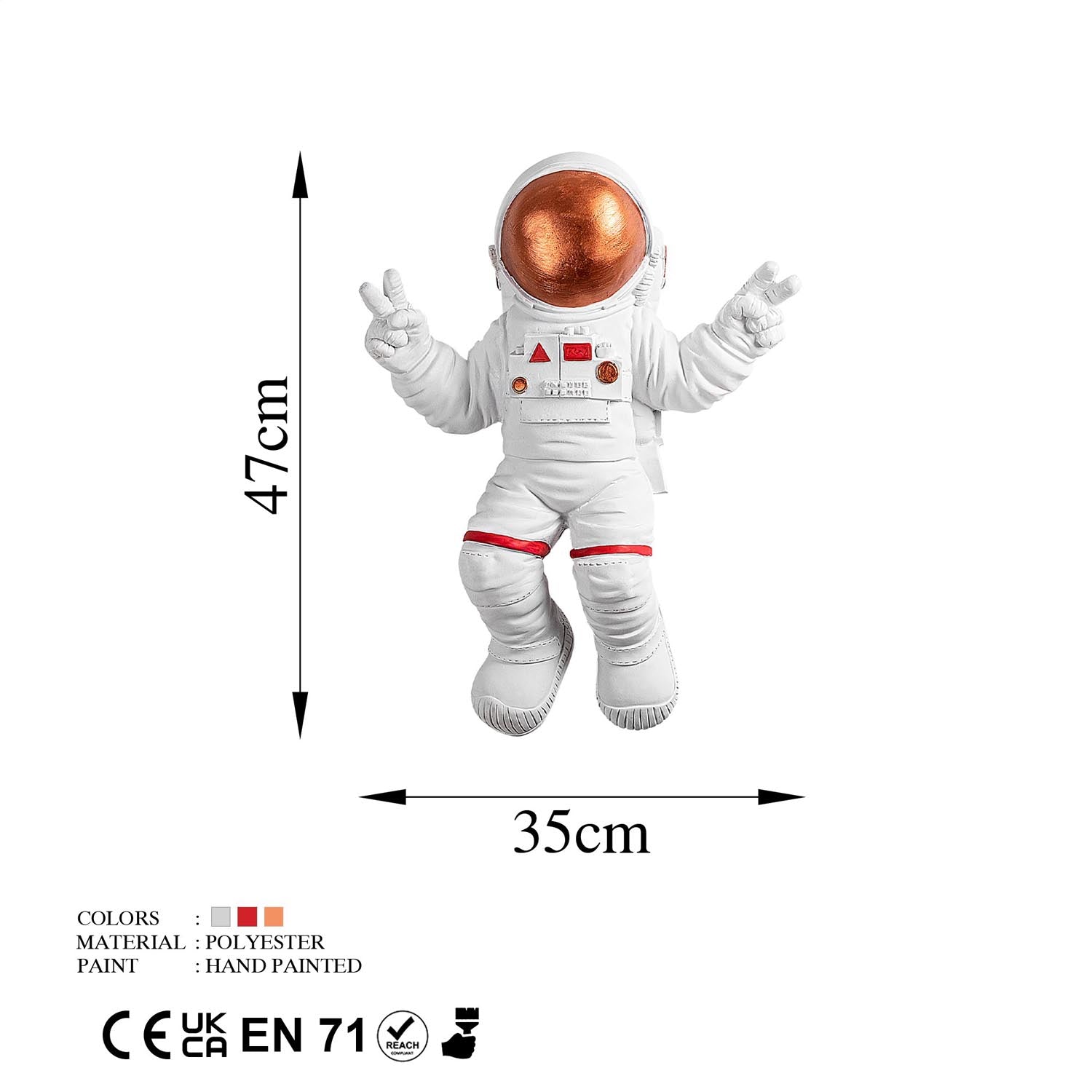 Peace Sign Astronaut - 3 in Weiss
 Bronze präsentiert im Onlineshop von KAQTU Design AG. Wanddeko ist von Wallity