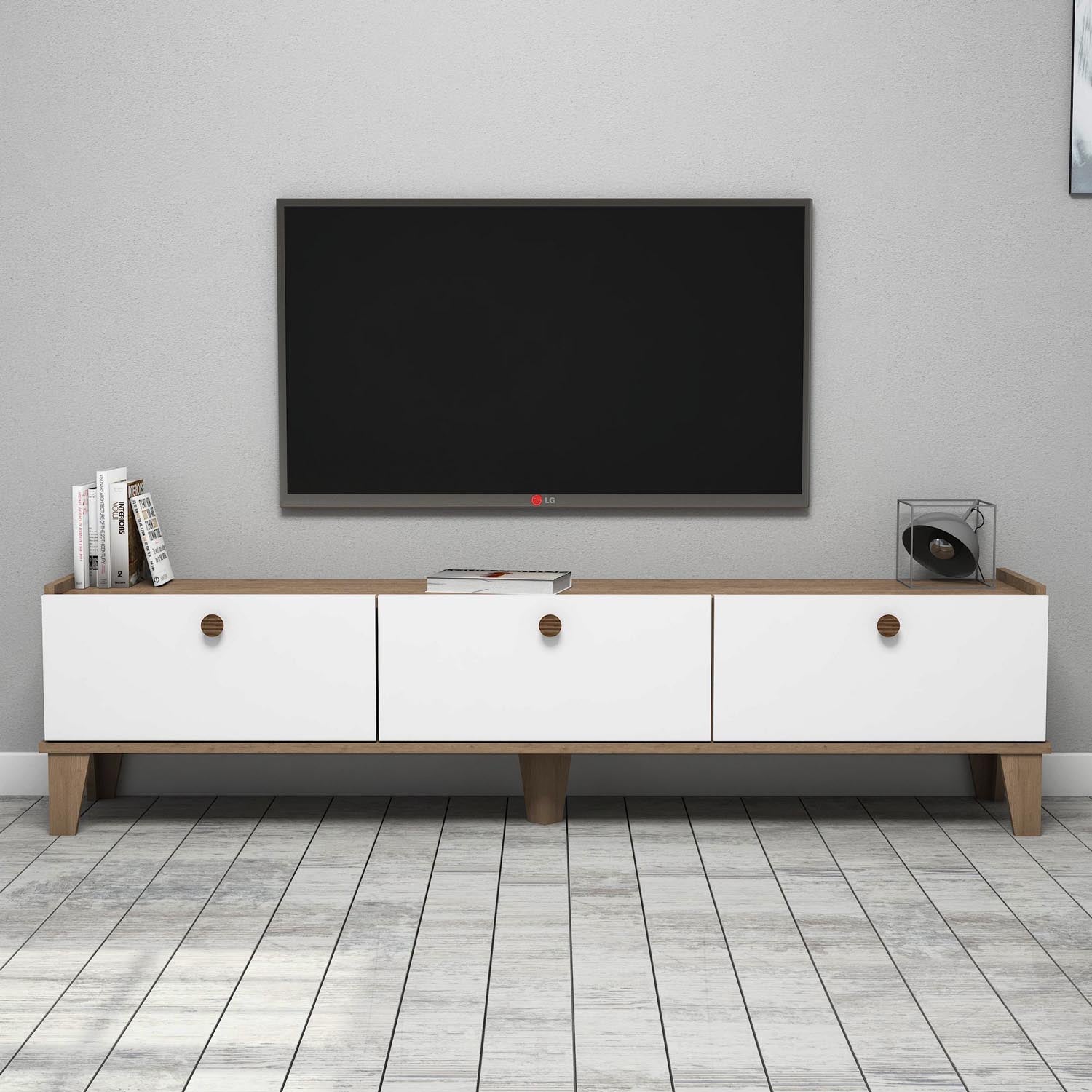 Sumer E3620 in Eiche Weiss präsentiert im Onlineshop von KAQTU Design AG. Sideboard ist von Hanah Home
