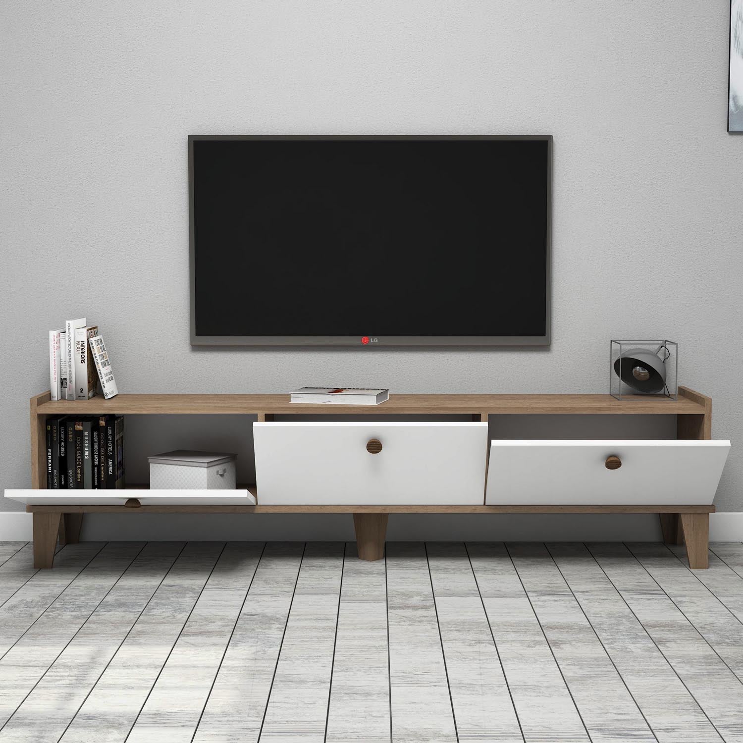 Sumer E3620 in Eiche Weiss präsentiert im Onlineshop von KAQTU Design AG. Sideboard ist von Hanah Home