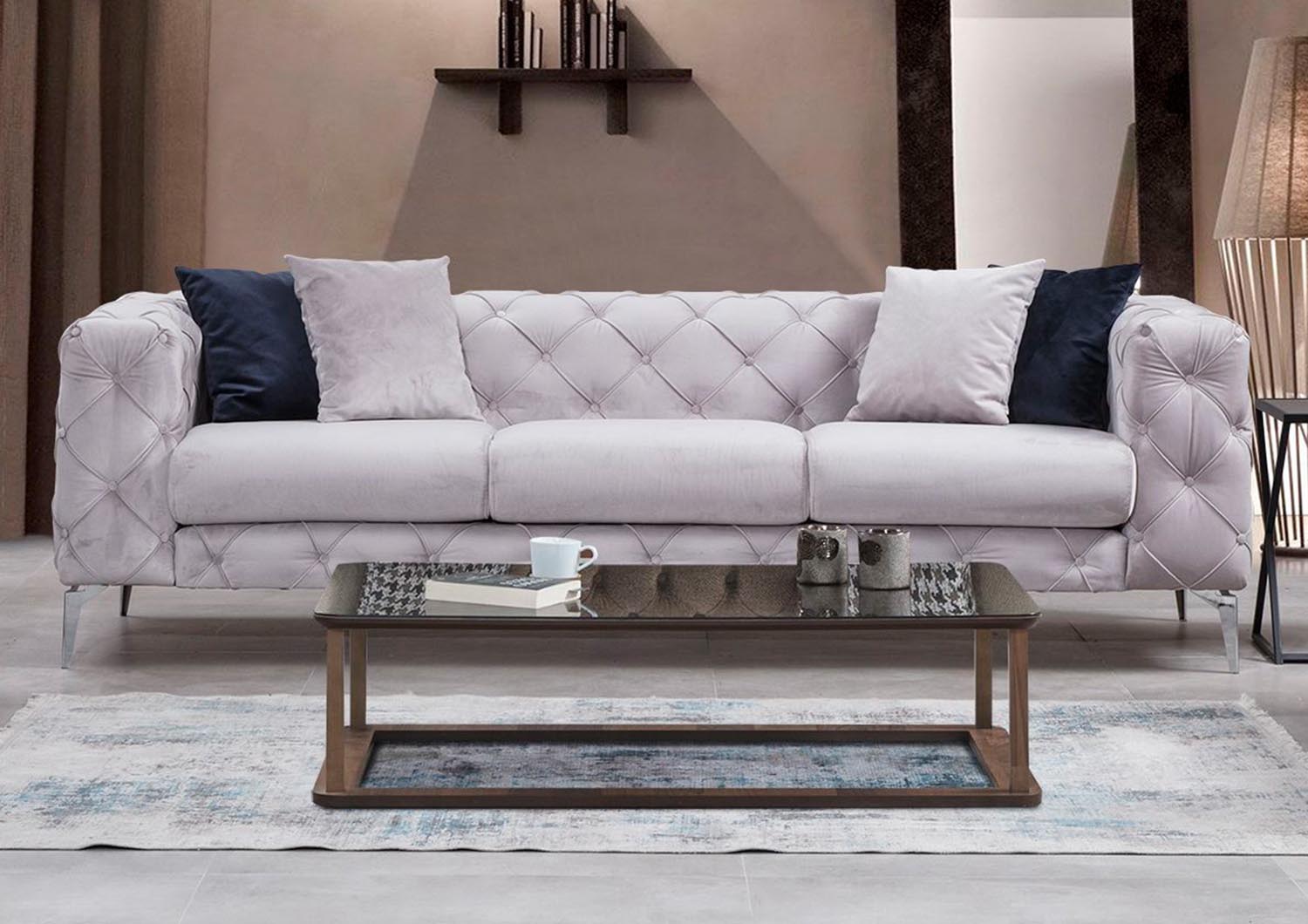 Como - Light Grey in Hellgrau präsentiert im Onlineshop von KAQTU Design AG. 3er Sofa ist von Atelier Del Sofa