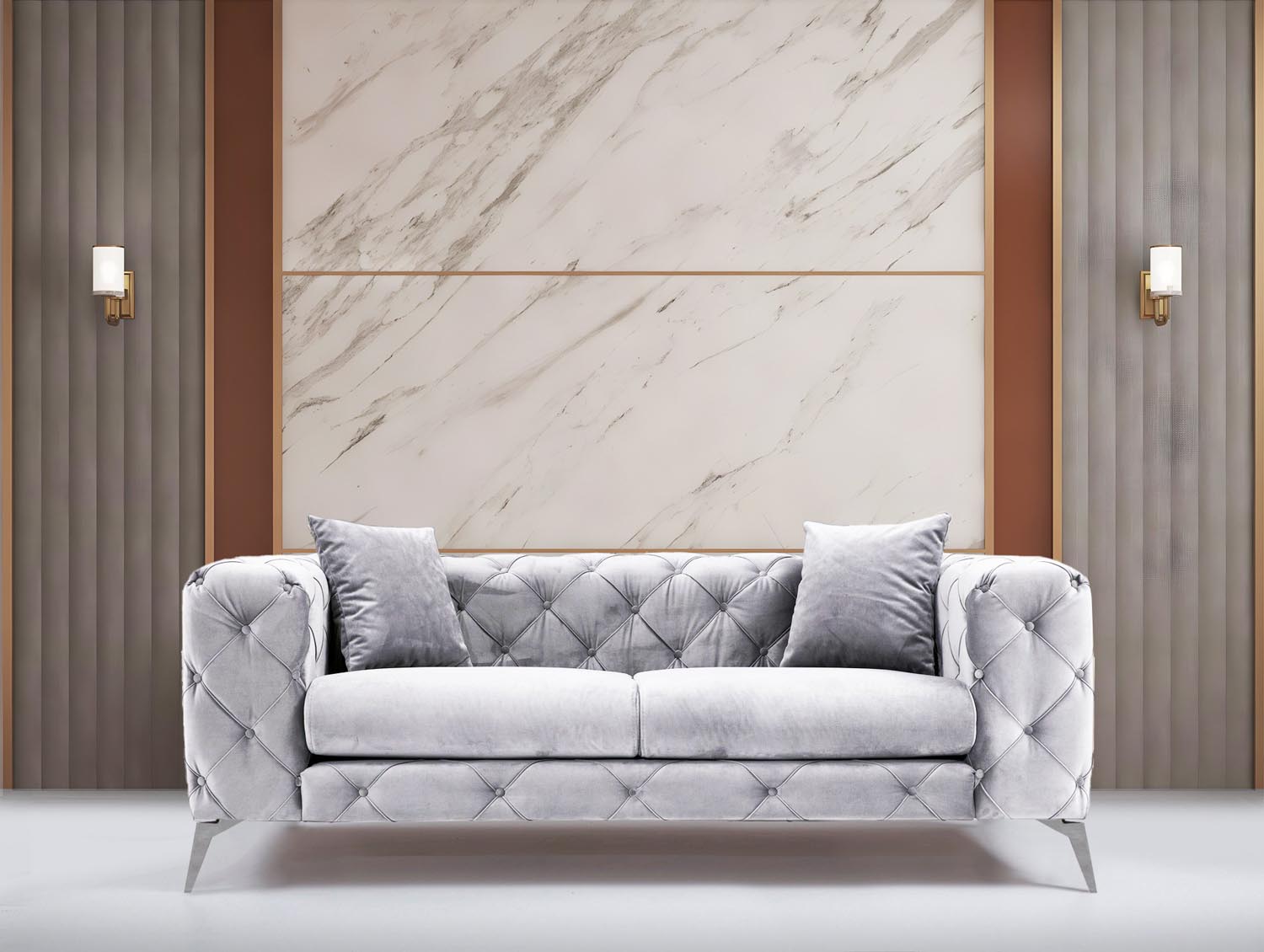 Como - Light Grey in Hellgrau präsentiert im Onlineshop von KAQTU Design AG. 2er Sofa ist von Atelier Del Sofa