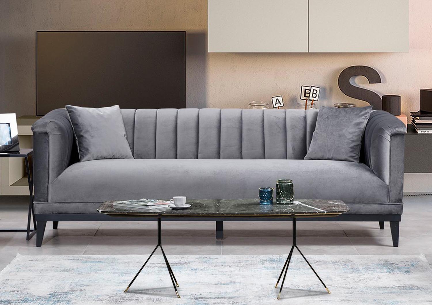 Trendy - Dark Grey in Dunkelgrau präsentiert im Onlineshop von KAQTU Design AG. 3er Sofa ist von Atelier Del Sofa