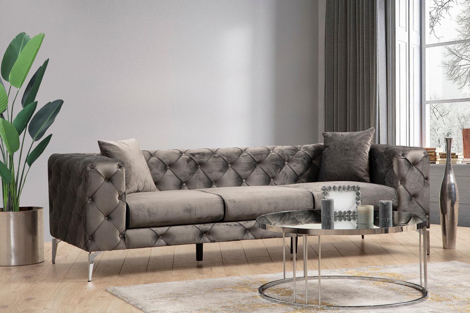 Como 3 Seater - Anthracite in Anthrazit präsentiert im Onlineshop von KAQTU Design AG. 3er Sofa ist von Atelier Del Sofa