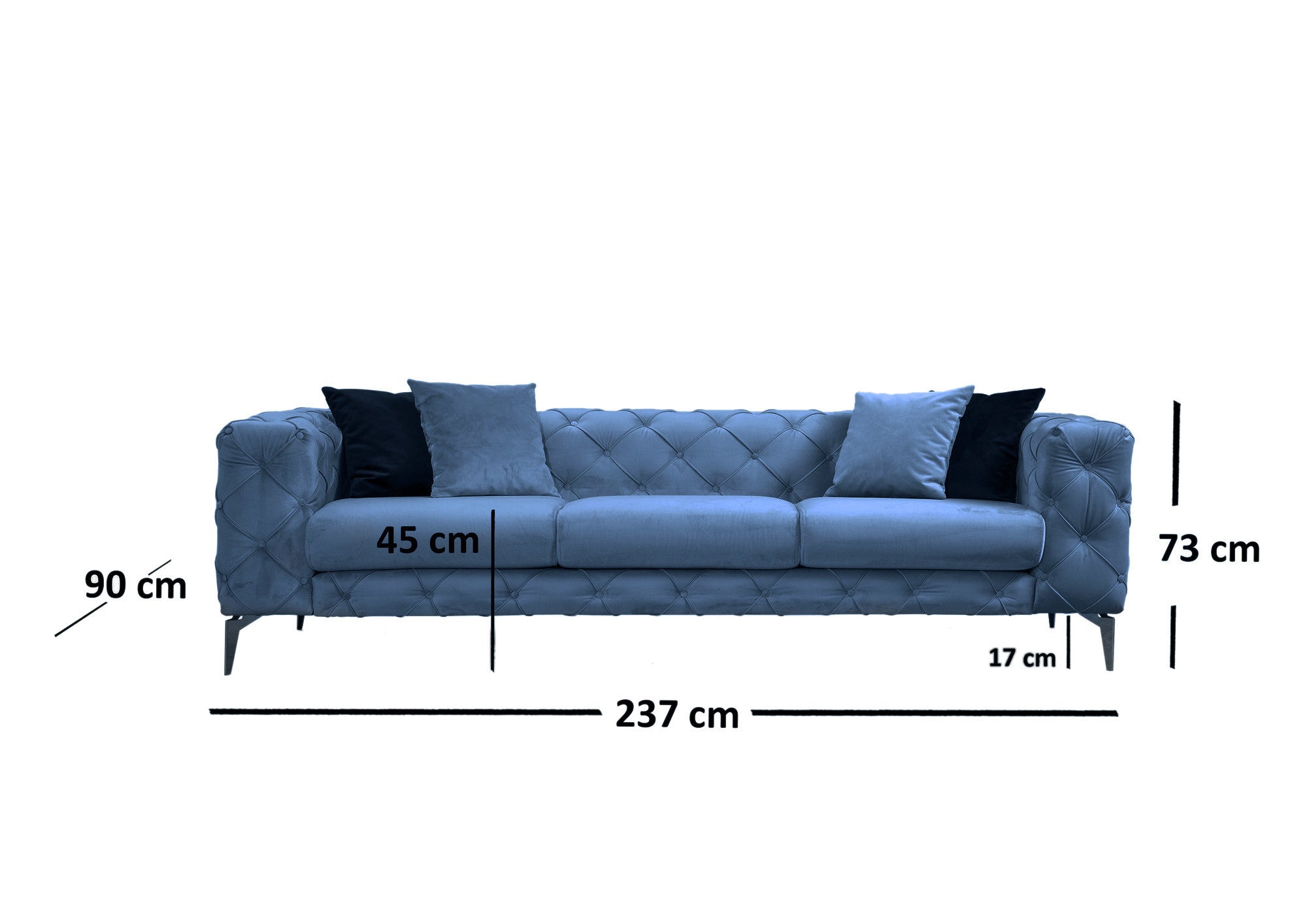 Como 3 Seater - Blue in Blau präsentiert im Onlineshop von KAQTU Design AG. 3er Sofa ist von Atelier Del Sofa