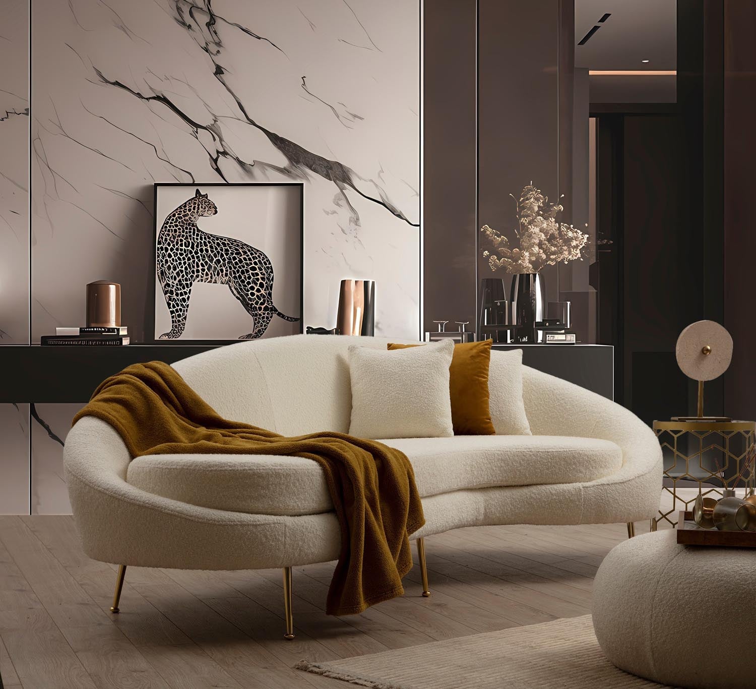 Eses - Cream Bouclett in Sahne präsentiert im Onlineshop von KAQTU Design AG. 3er Sofa ist von Atelier Del Sofa