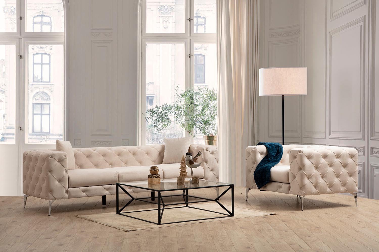 Como - Ecru in Ecru präsentiert im Onlineshop von KAQTU Design AG. 3er Sofa ist von Atelier Del Sofa