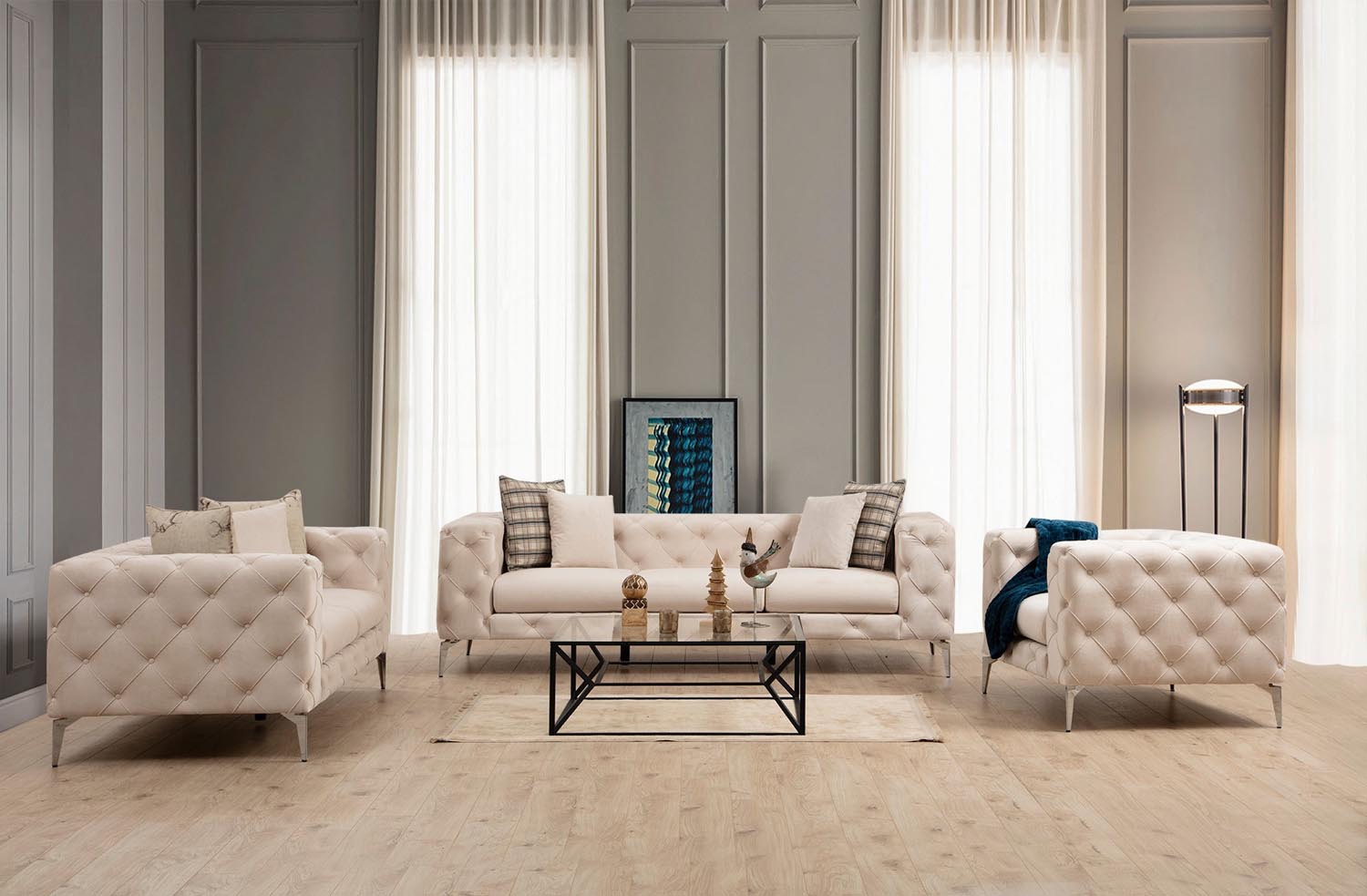 Como - Ecru in Ecru präsentiert im Onlineshop von KAQTU Design AG. 3er Sofa ist von Atelier Del Sofa
