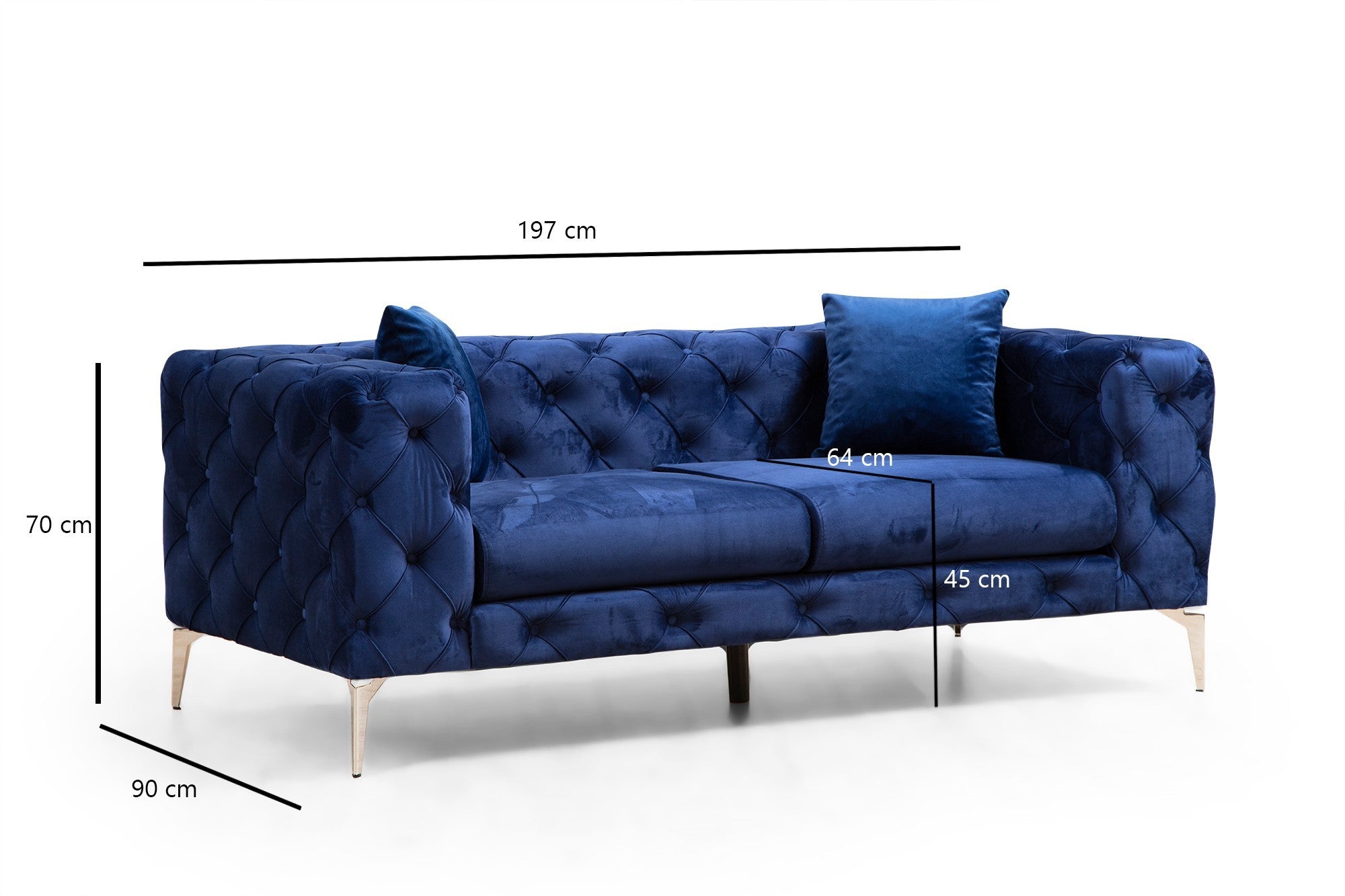 Como - Navy Blue in Marineblau präsentiert im Onlineshop von KAQTU Design AG. 2er Sofa ist von Atelier Del Sofa