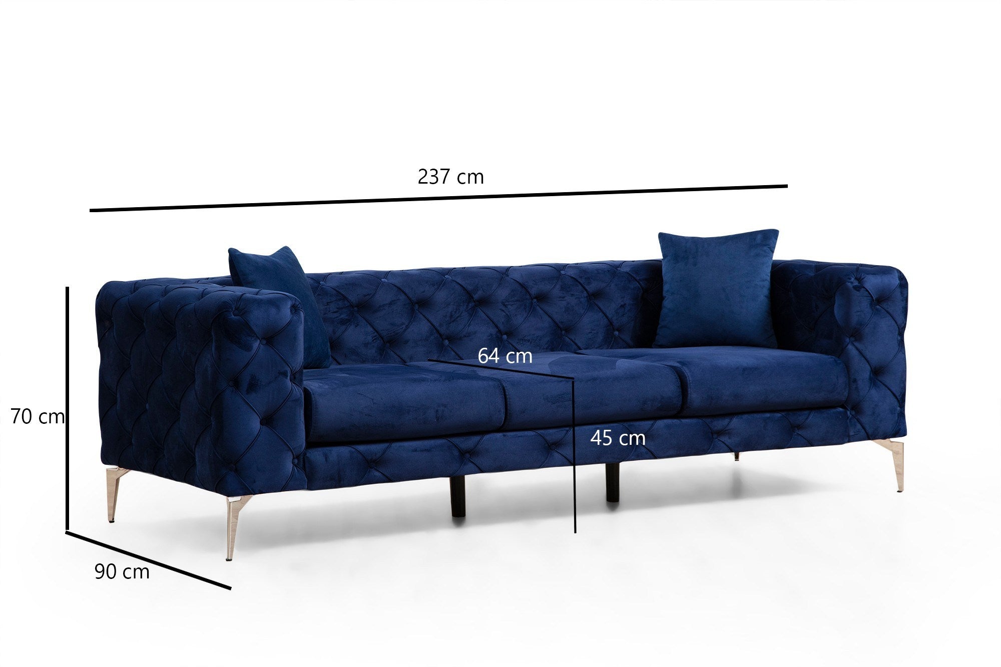 Como - Navy Blue in Marineblau präsentiert im Onlineshop von KAQTU Design AG. 3er Sofa ist von Atelier Del Sofa