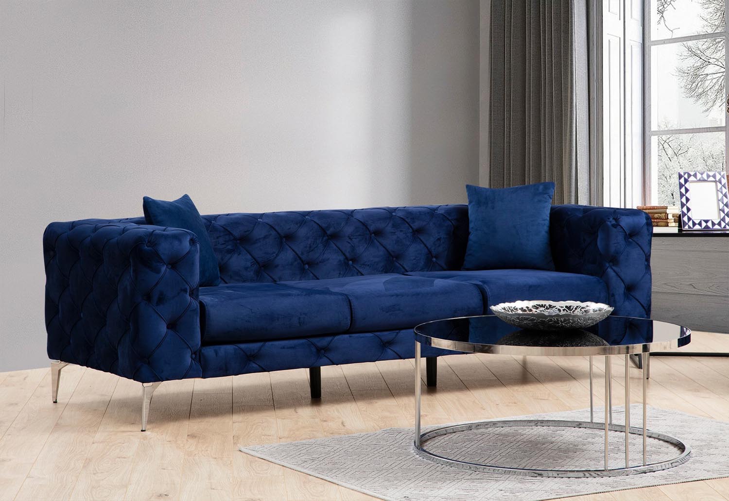 Como - Navy Blue in Marineblau präsentiert im Onlineshop von KAQTU Design AG. 3er Sofa ist von Atelier Del Sofa