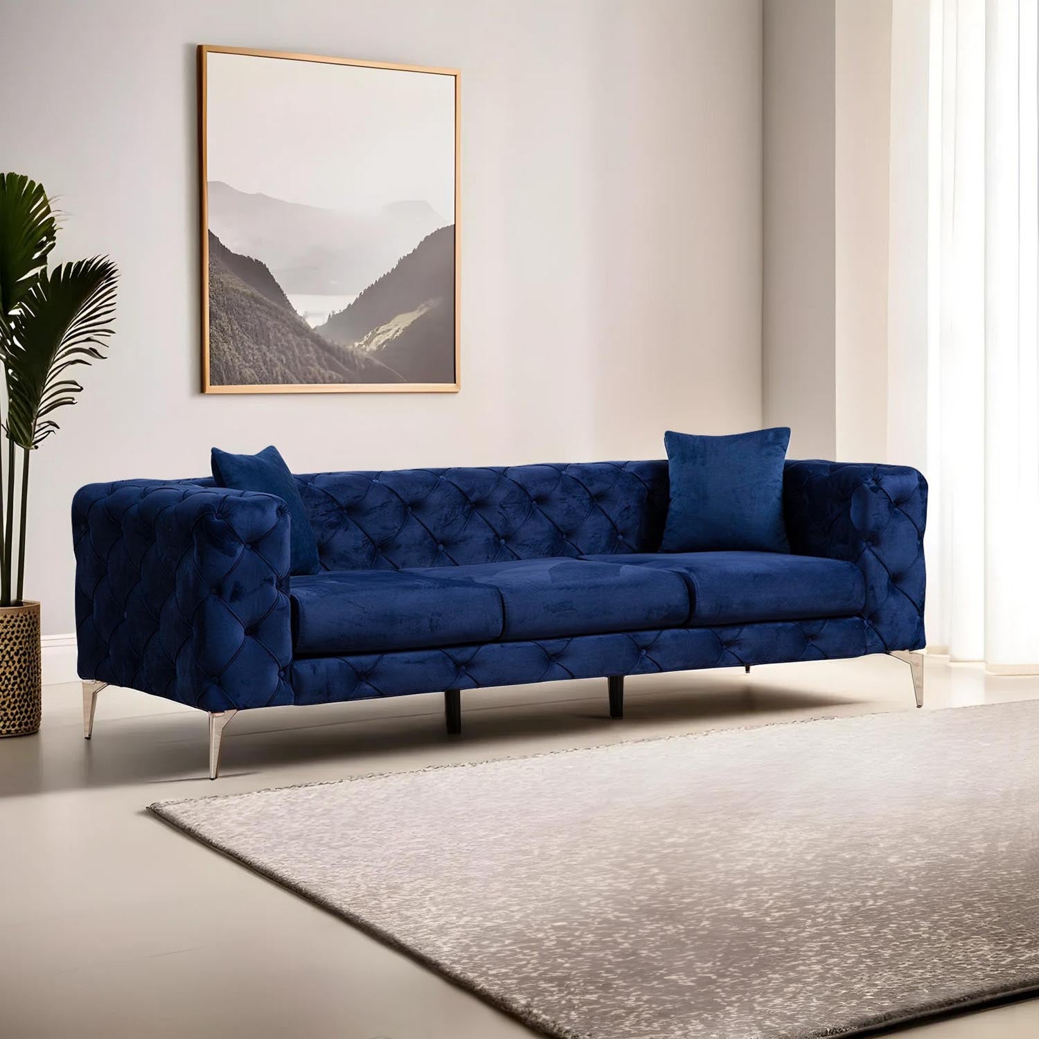 Como - Navy Blue in Marineblau präsentiert im Onlineshop von KAQTU Design AG. 3er Sofa ist von Atelier Del Sofa