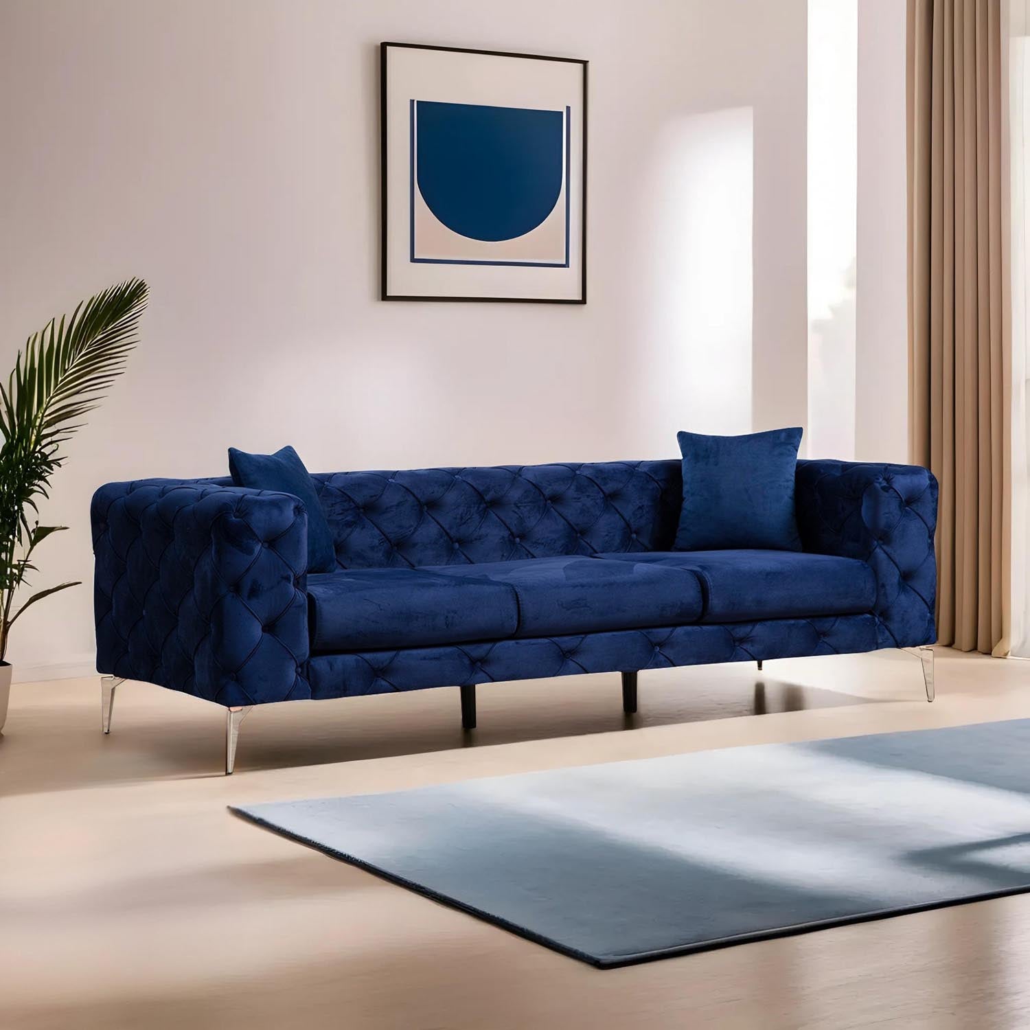 Como - Navy Blue in Marineblau präsentiert im Onlineshop von KAQTU Design AG. 3er Sofa ist von Atelier Del Sofa