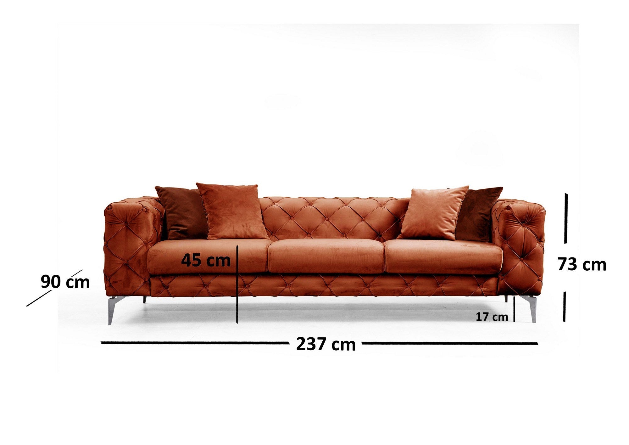 Como - Orange in Orange präsentiert im Onlineshop von KAQTU Design AG. 3er Sofa ist von Atelier Del Sofa