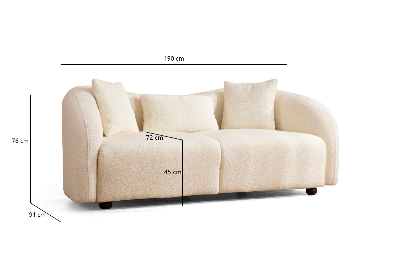 Venedik - Cream in Sahne präsentiert im Onlineshop von KAQTU Design AG. 2er Sofa ist von Atelier Del Sofa
