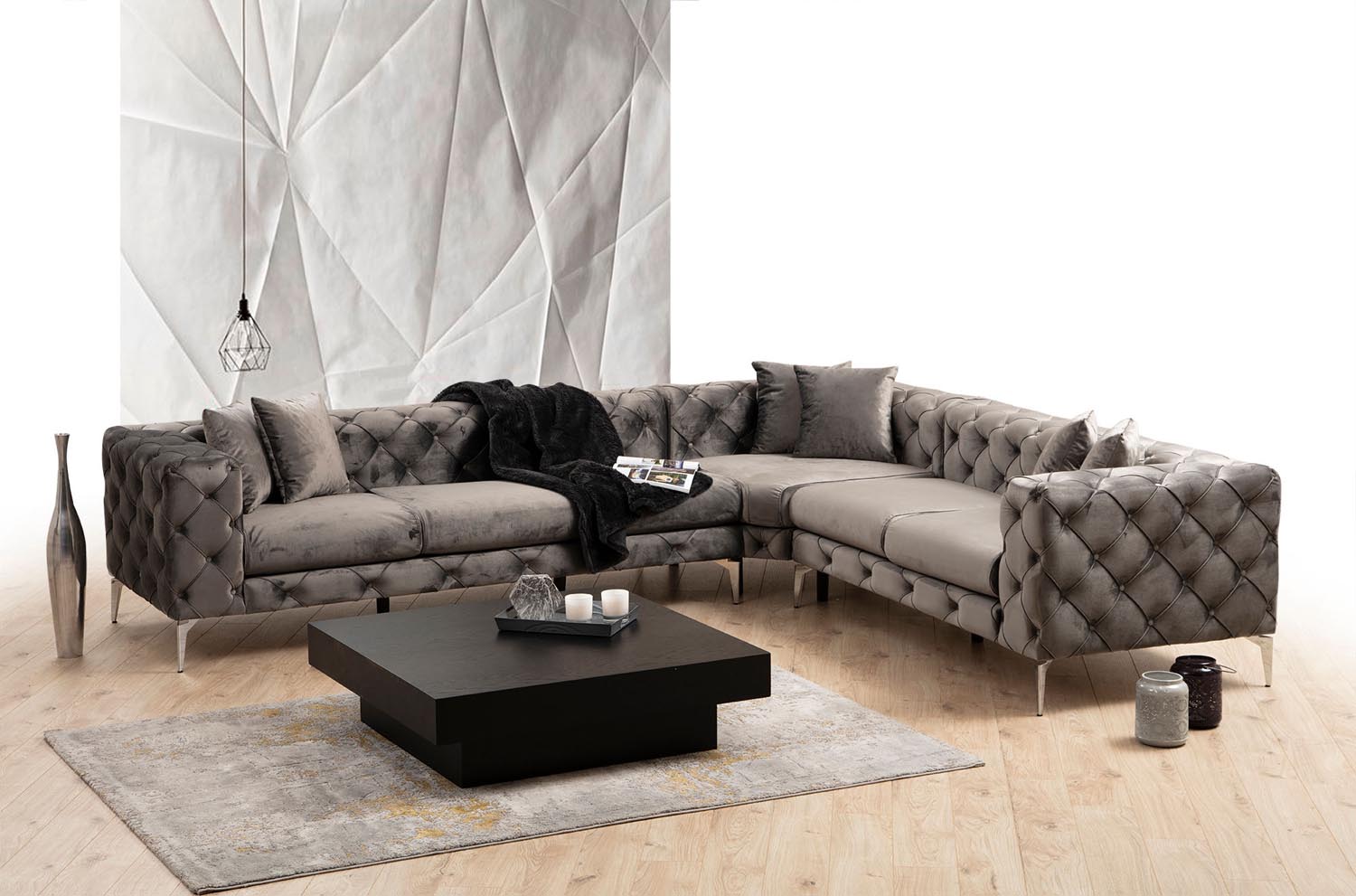 Como Right - Anthracite in Anthrazit präsentiert im Onlineshop von KAQTU Design AG. Ecksofa ist von Atelier Del Sofa