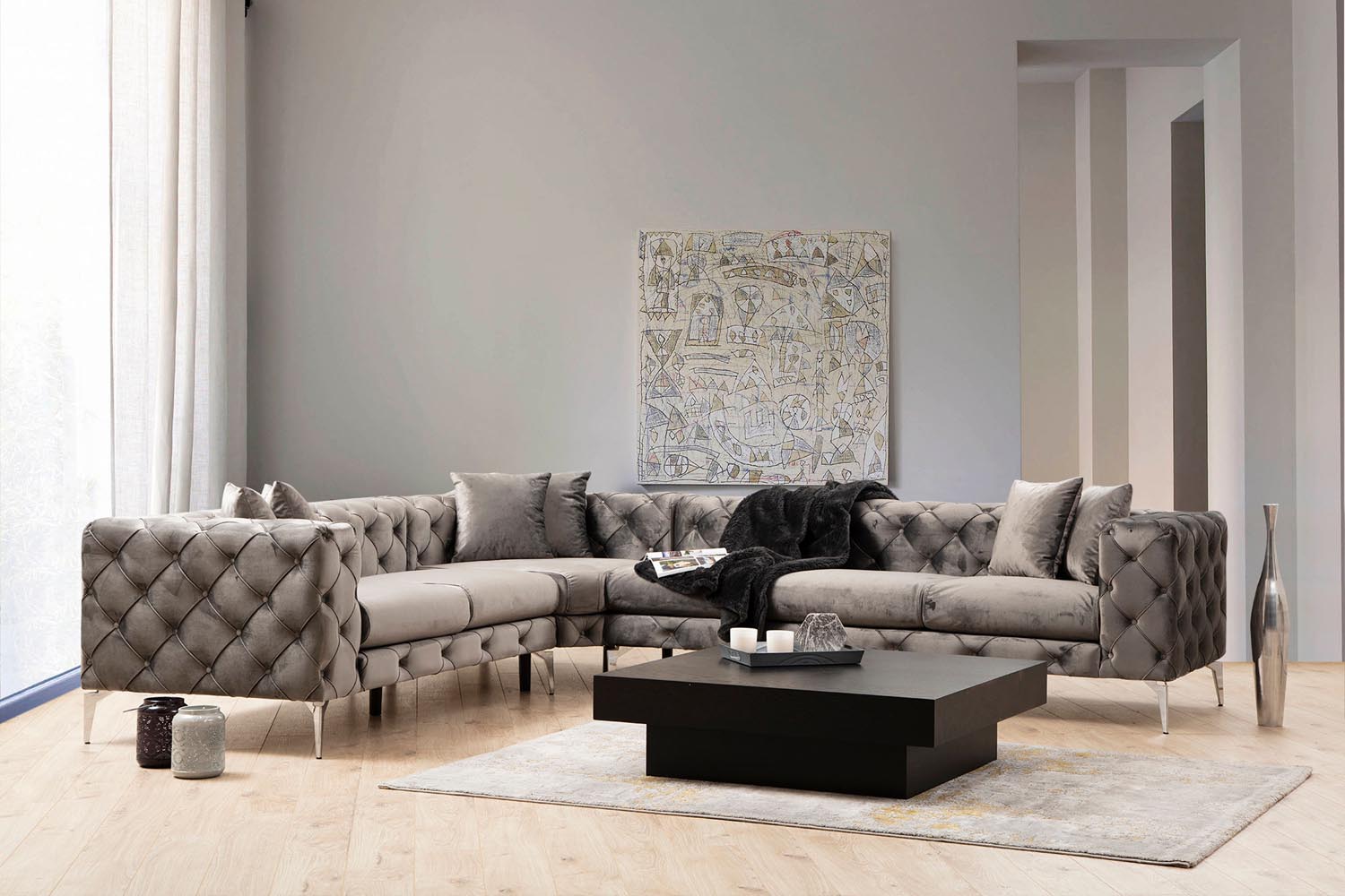 Como Left - Anthracite in Anthrazit präsentiert im Onlineshop von KAQTU Design AG. Ecksofa ist von Atelier Del Sofa