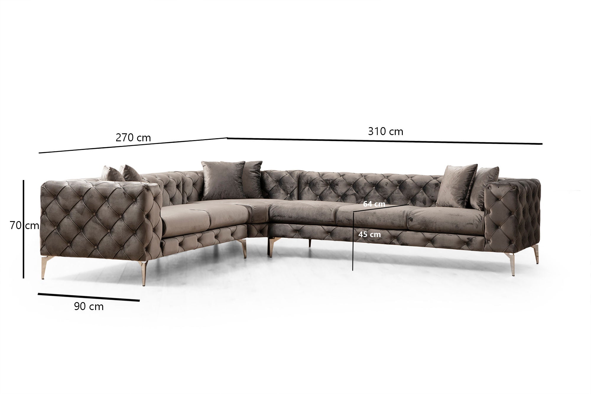 Como Left - Anthracite in Anthrazit präsentiert im Onlineshop von KAQTU Design AG. Ecksofa ist von Atelier Del Sofa