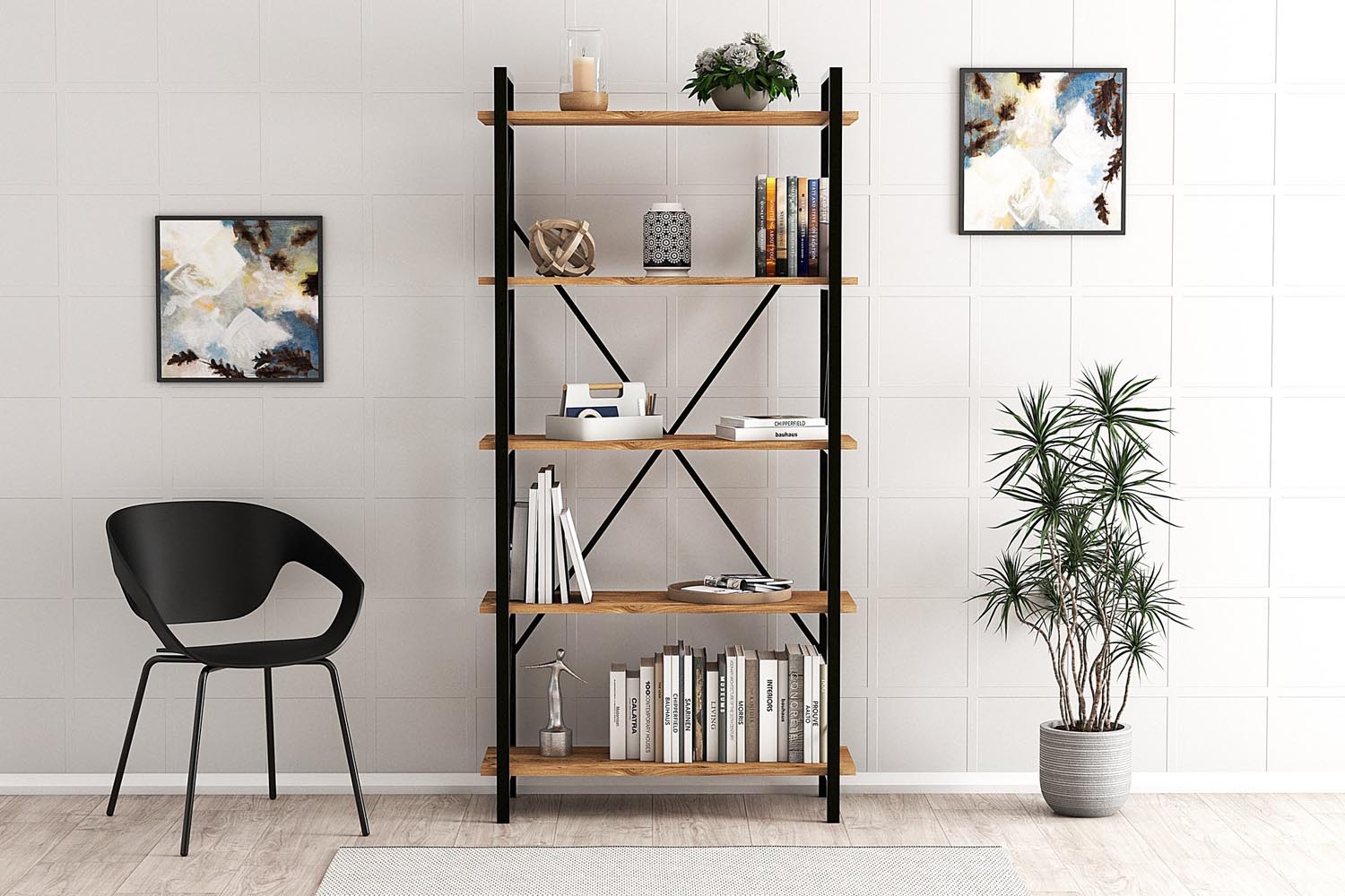 Nero Elit in Atlantische Kiefer Schwarz präsentiert im Onlineshop von KAQTU Design AG. Bücherregal ist von Hanah Home