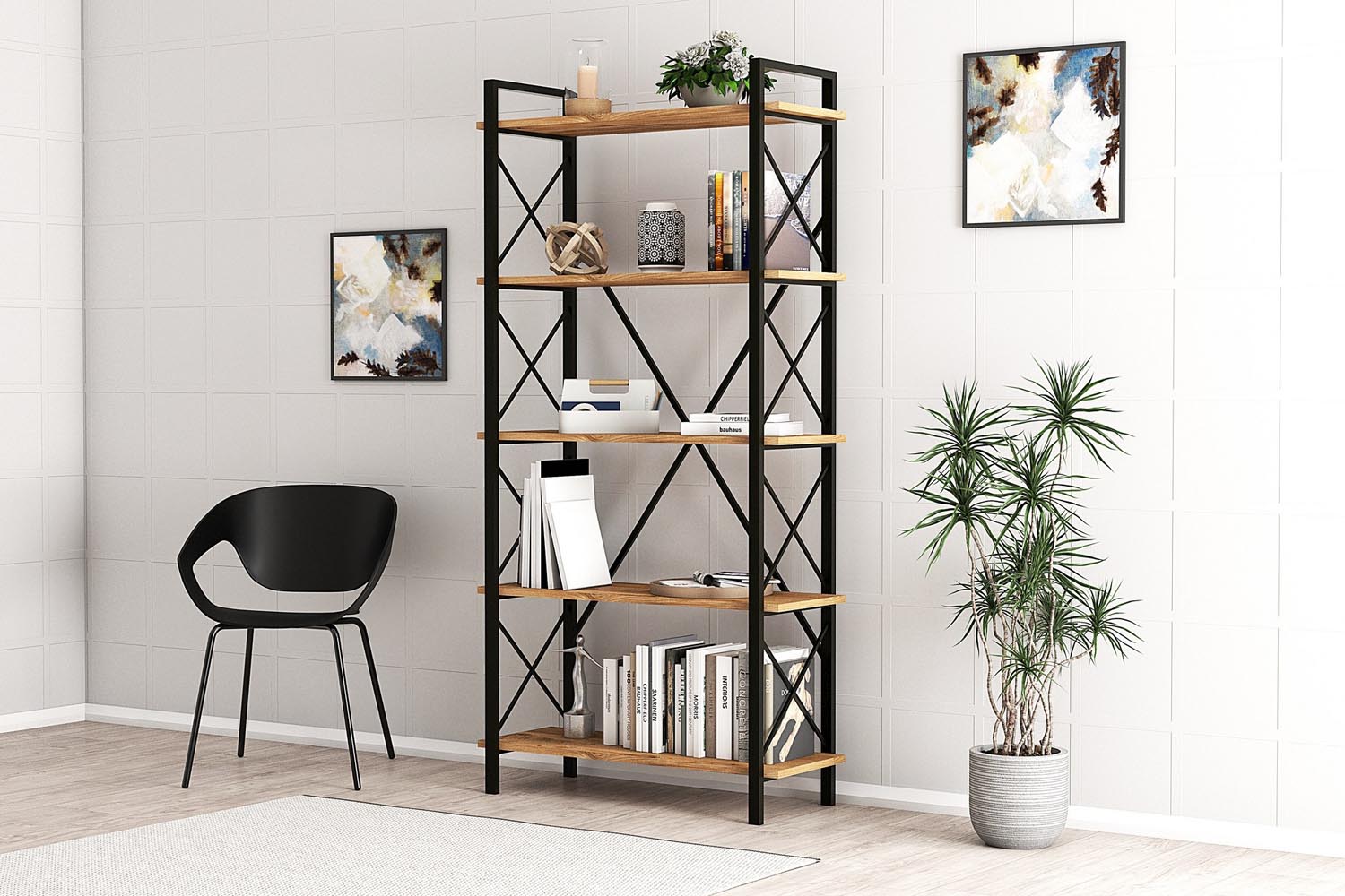 Nero Elit in Atlantische Kiefer Schwarz präsentiert im Onlineshop von KAQTU Design AG. Bücherregal ist von Hanah Home