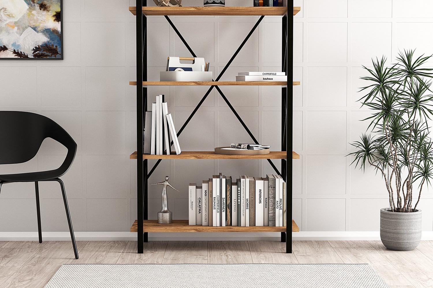 Nero Elit in Atlantische Kiefer Schwarz präsentiert im Onlineshop von KAQTU Design AG. Bücherregal ist von Hanah Home
