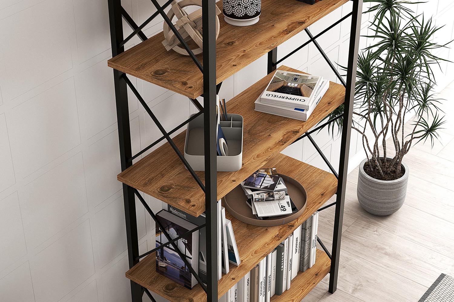 Nero Elit in Atlantische Kiefer Schwarz präsentiert im Onlineshop von KAQTU Design AG. Bücherregal ist von Hanah Home