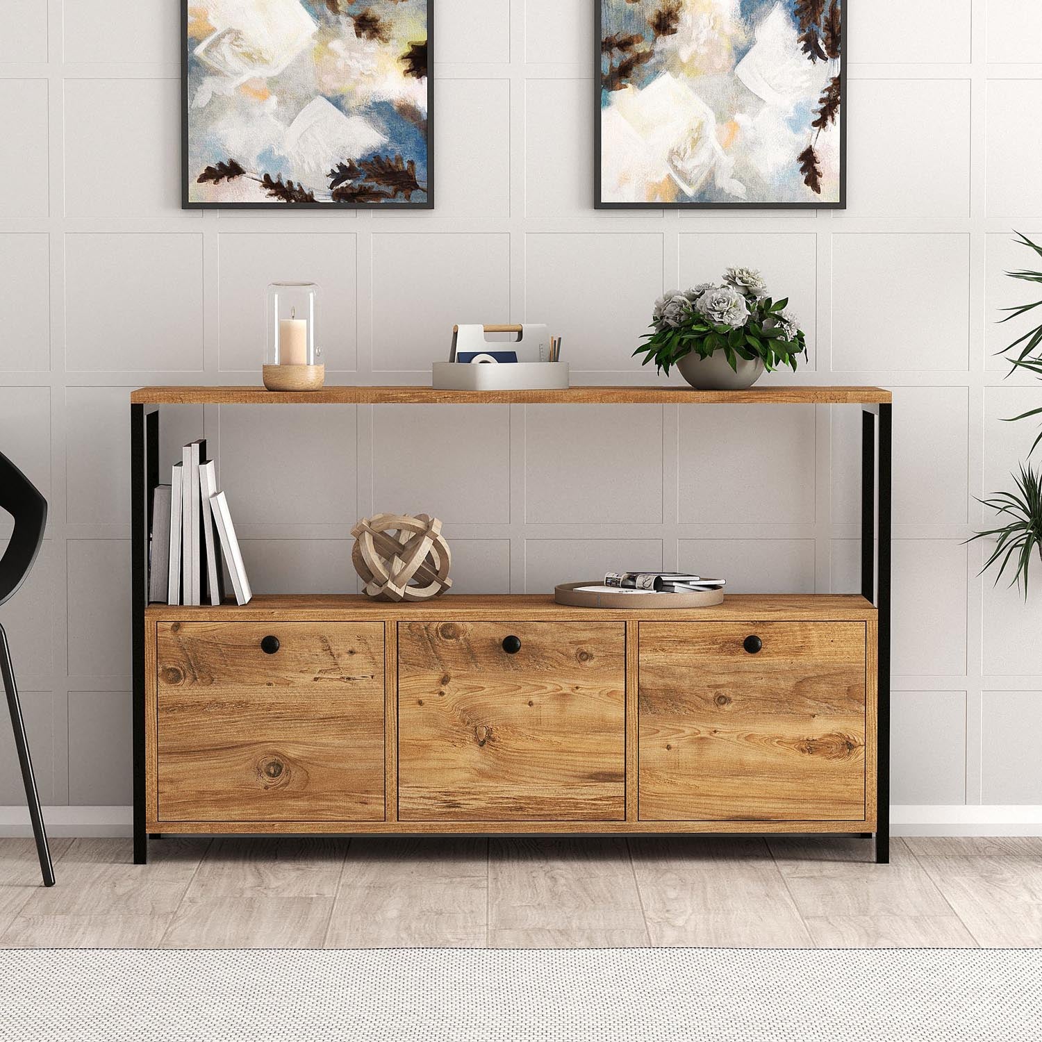 Nero v2 - Atlantic Pine, Black in Atlantische Kiefer Schwarz präsentiert im Onlineshop von KAQTU Design AG. High-Sideboard ist von Hanah Home