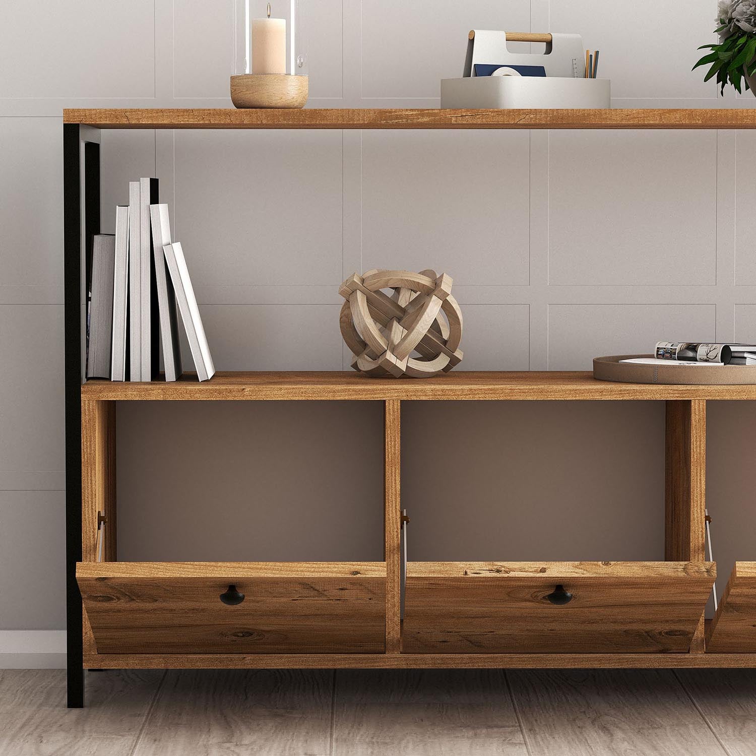 Nero v2 - Atlantic Pine, Black in Atlantische Kiefer Schwarz präsentiert im Onlineshop von KAQTU Design AG. High-Sideboard ist von Hanah Home