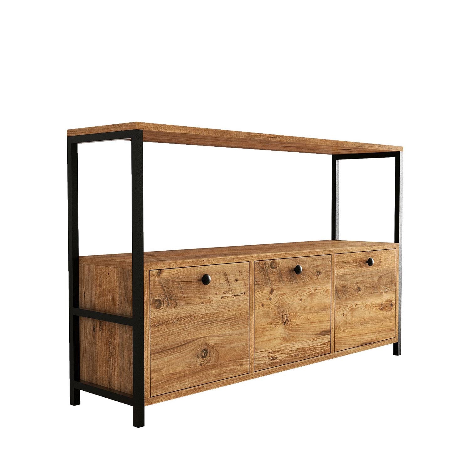 Nero v2 - Atlantic Pine, Black in Atlantische Kiefer Schwarz präsentiert im Onlineshop von KAQTU Design AG. High-Sideboard ist von Hanah Home