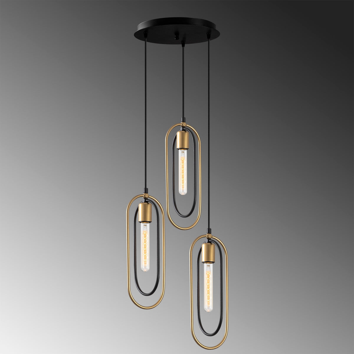 Cerco Pendellampe - Schwarz Gold in Schwarz Gold präsentiert im Onlineshop von KAQTU Design AG. Pendelleuchte ist von Opviq