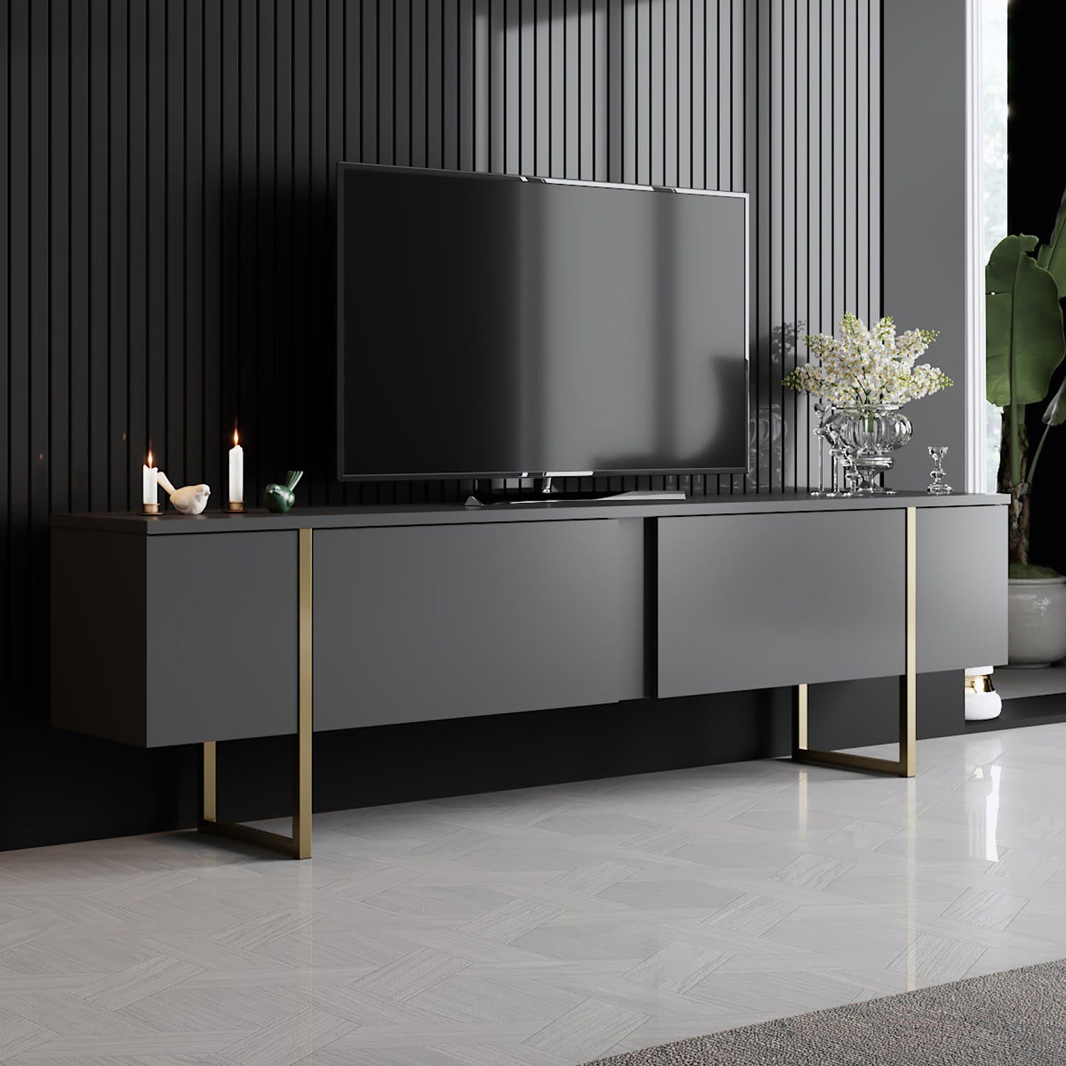 Luxe - Anthracite, Gold in Anthrazit Gold präsentiert im Onlineshop von KAQTU Design AG. Sideboard ist von Hanah Home
