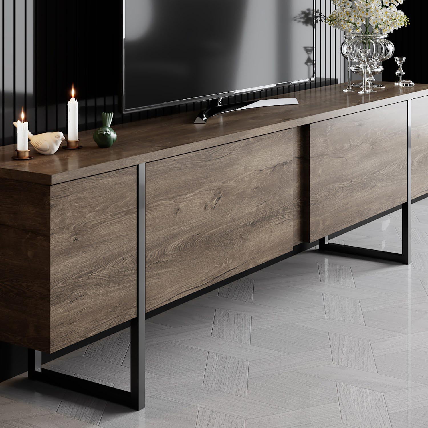 Luxe - Walnut, Black in Walnuss Schwarz präsentiert im Onlineshop von KAQTU Design AG. Sideboard ist von Hanah Home