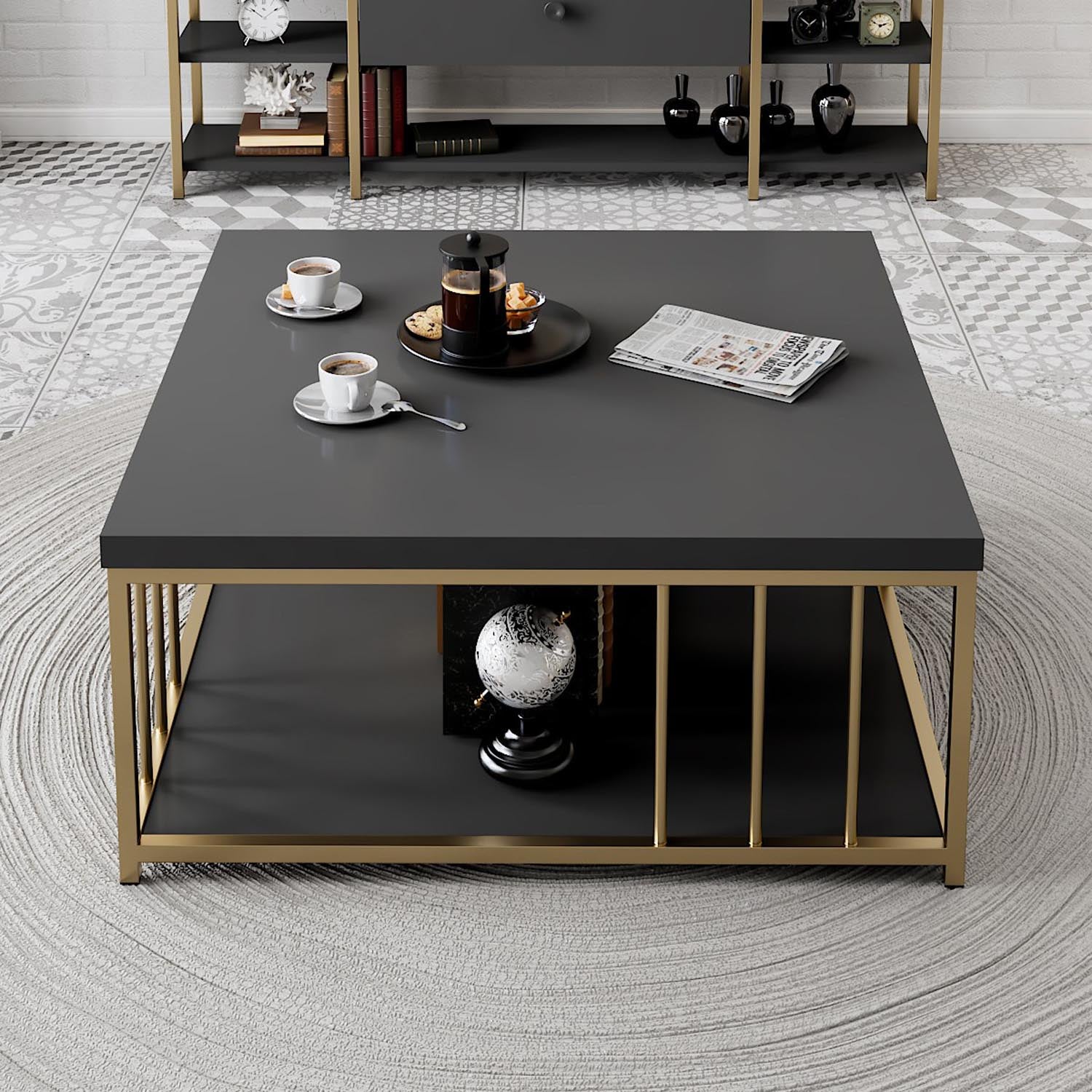 Zenn - Anthracite, Gold in Anthrazit Gold präsentiert im Onlineshop von KAQTU Design AG. Beistelltisch ist von Hanah Home