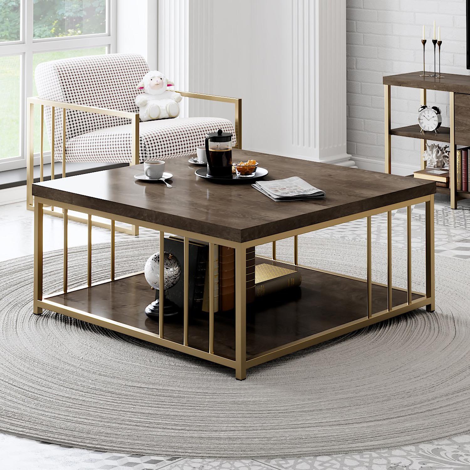Zenn - Walnut, Gold in Walnuss Gold präsentiert im Onlineshop von KAQTU Design AG. Beistelltisch ist von Hanah Home