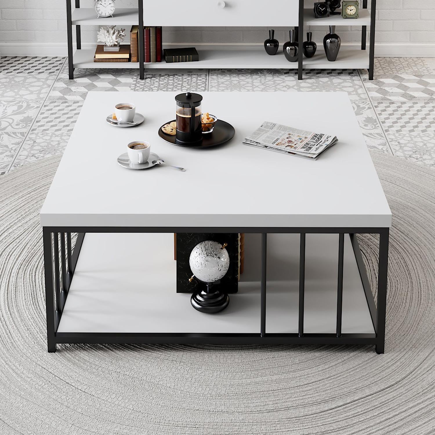 Zenn - White, Black in Weiss Schwarz präsentiert im Onlineshop von KAQTU Design AG. Beistelltisch ist von Hanah Home