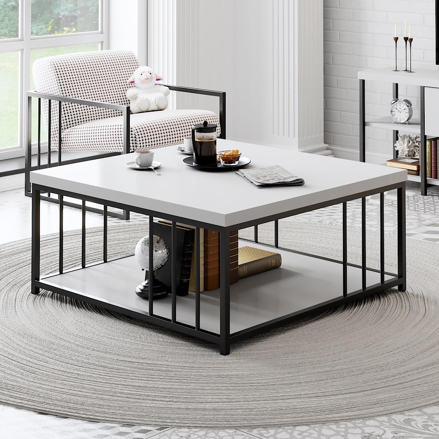Zenn - White, Black in Weiss Schwarz präsentiert im Onlineshop von KAQTU Design AG. Beistelltisch ist von Hanah Home