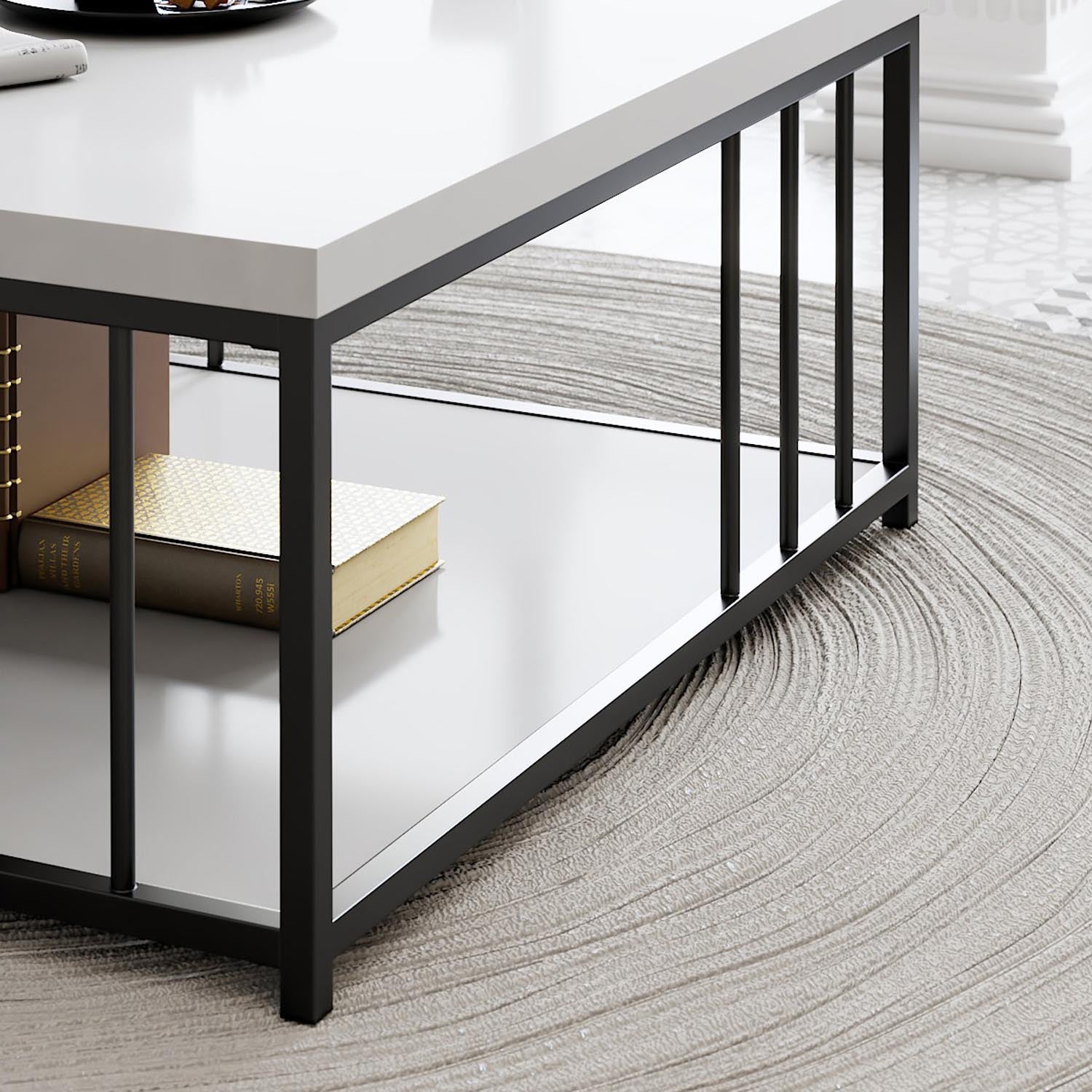 Zenn - White, Black in Weiss Schwarz präsentiert im Onlineshop von KAQTU Design AG. Beistelltisch ist von Hanah Home