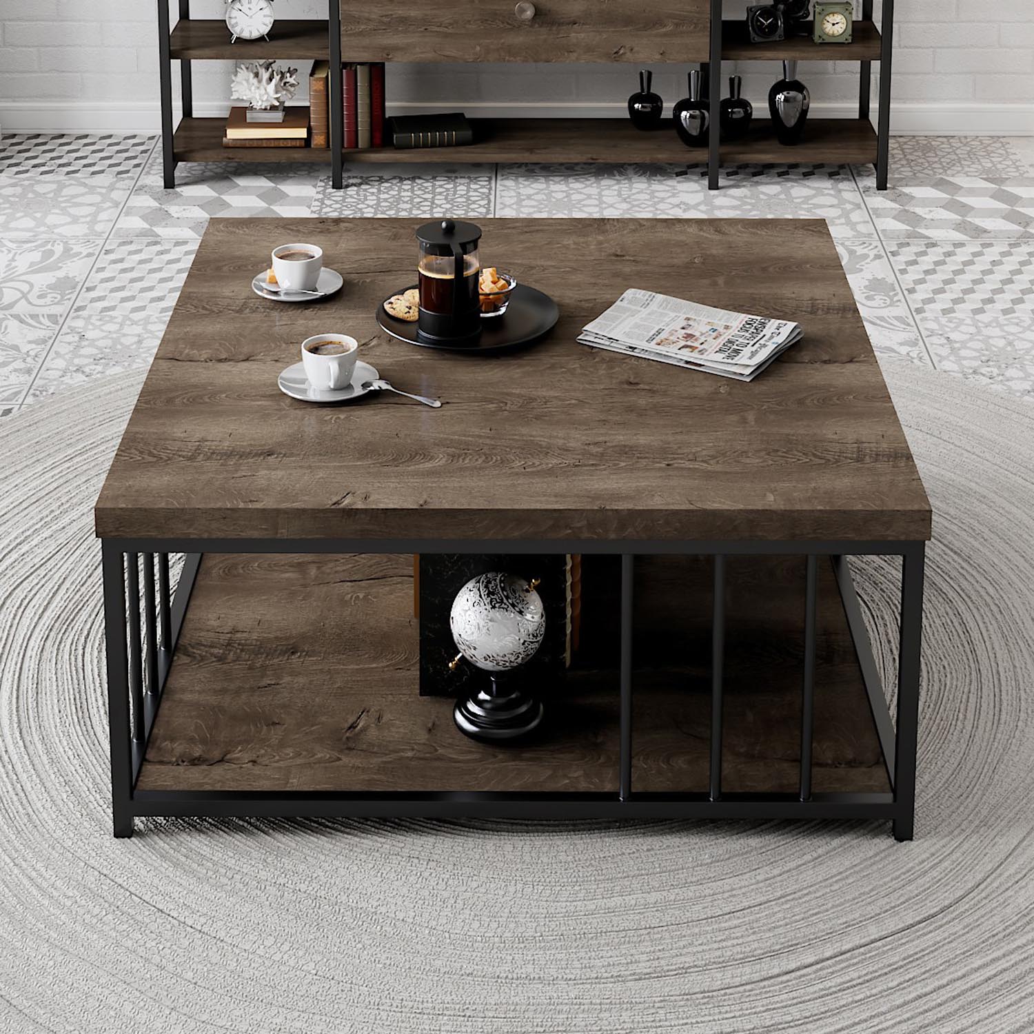 Zenn - Walnut, Black in Walnuss Schwarz präsentiert im Onlineshop von KAQTU Design AG. Beistelltisch ist von Hanah Home