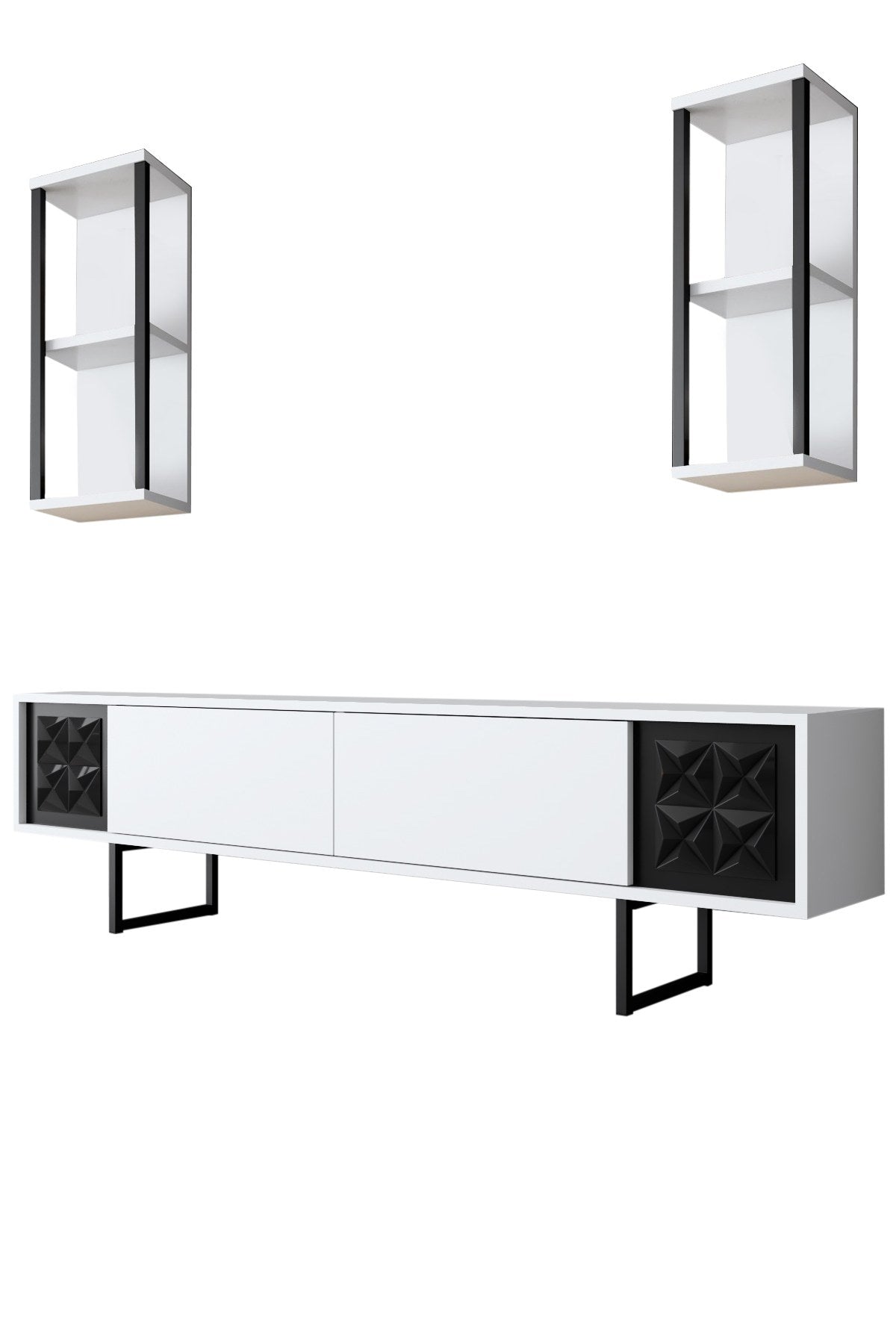 Black Line - White, Black in Weiss Schwarz präsentiert im Onlineshop von KAQTU Design AG. TV-Möbel ist von Hanah Home