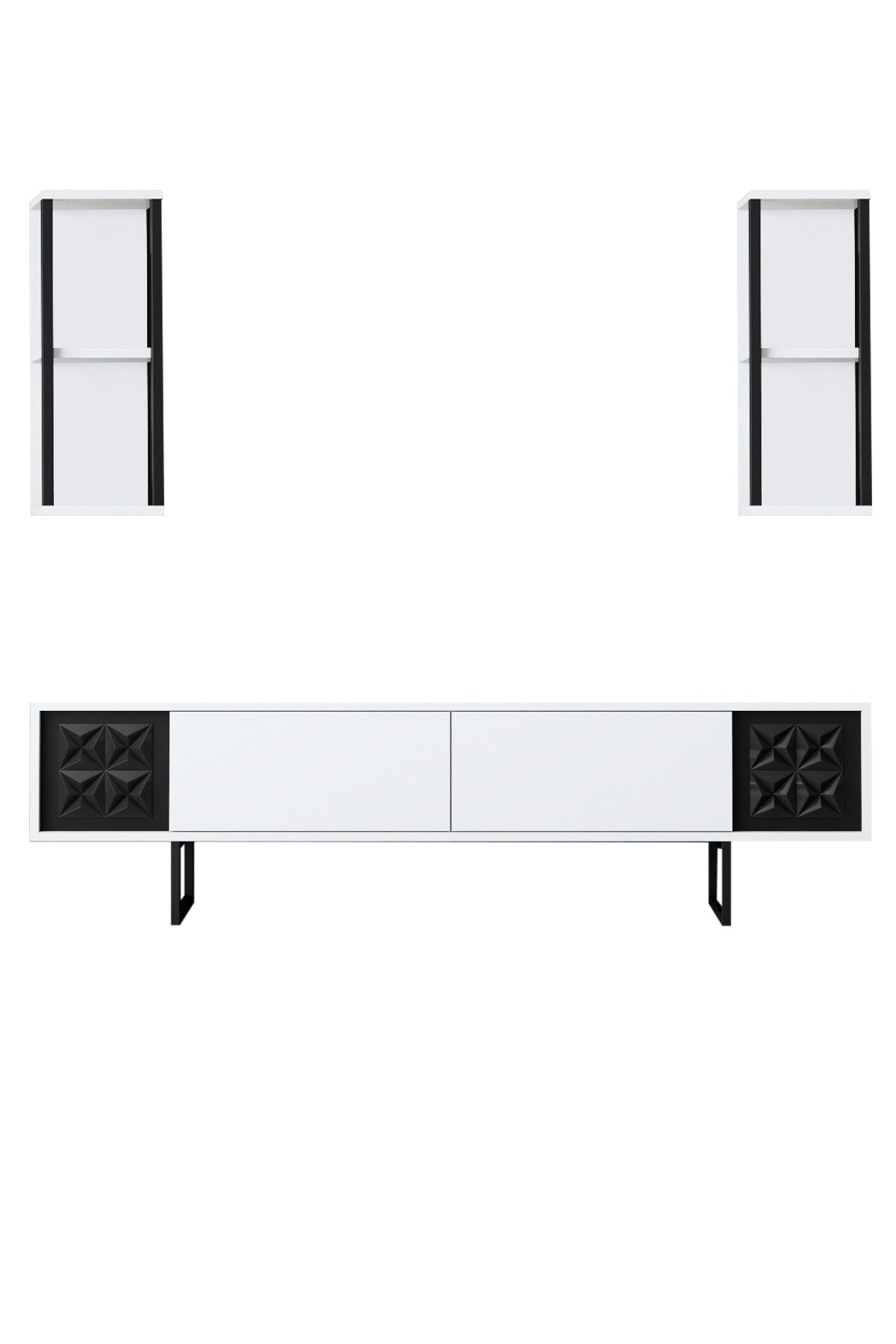 Black Line - White, Black in Weiss Schwarz präsentiert im Onlineshop von KAQTU Design AG. TV-Möbel ist von Hanah Home
