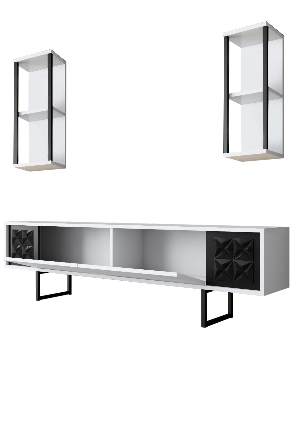 Black Line - White, Black in Weiss Schwarz präsentiert im Onlineshop von KAQTU Design AG. TV-Möbel ist von Hanah Home