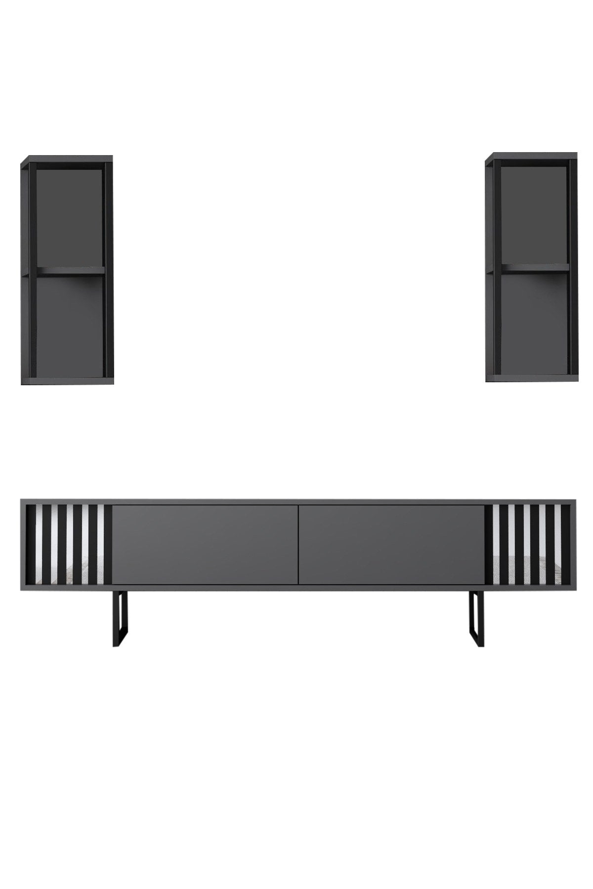 Chrome Line - Anthracite, Black in Anthrazit Schwarz präsentiert im Onlineshop von KAQTU Design AG. TV-Möbel ist von Hanah Home