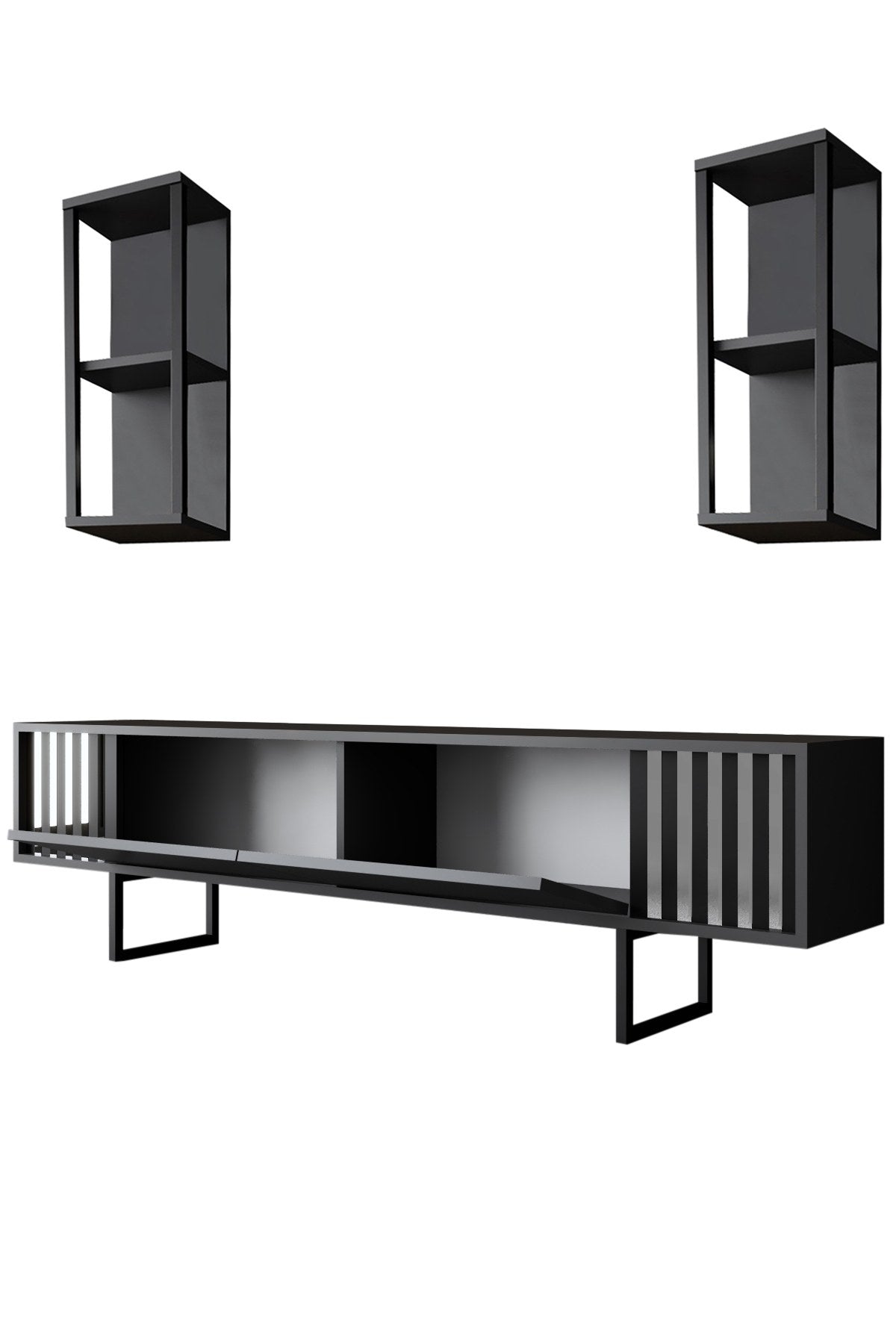 Chrome Line - Anthracite, Black in Anthrazit Schwarz präsentiert im Onlineshop von KAQTU Design AG. TV-Möbel ist von Hanah Home
